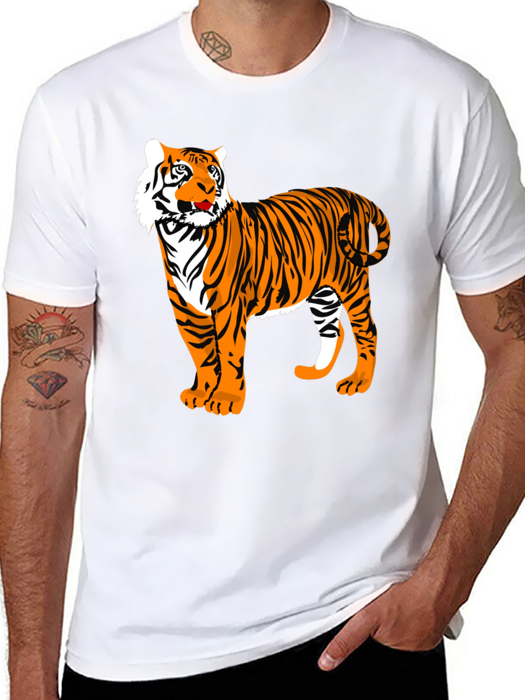 Cool Tiger Graphic Tee - Black Cotton Blend