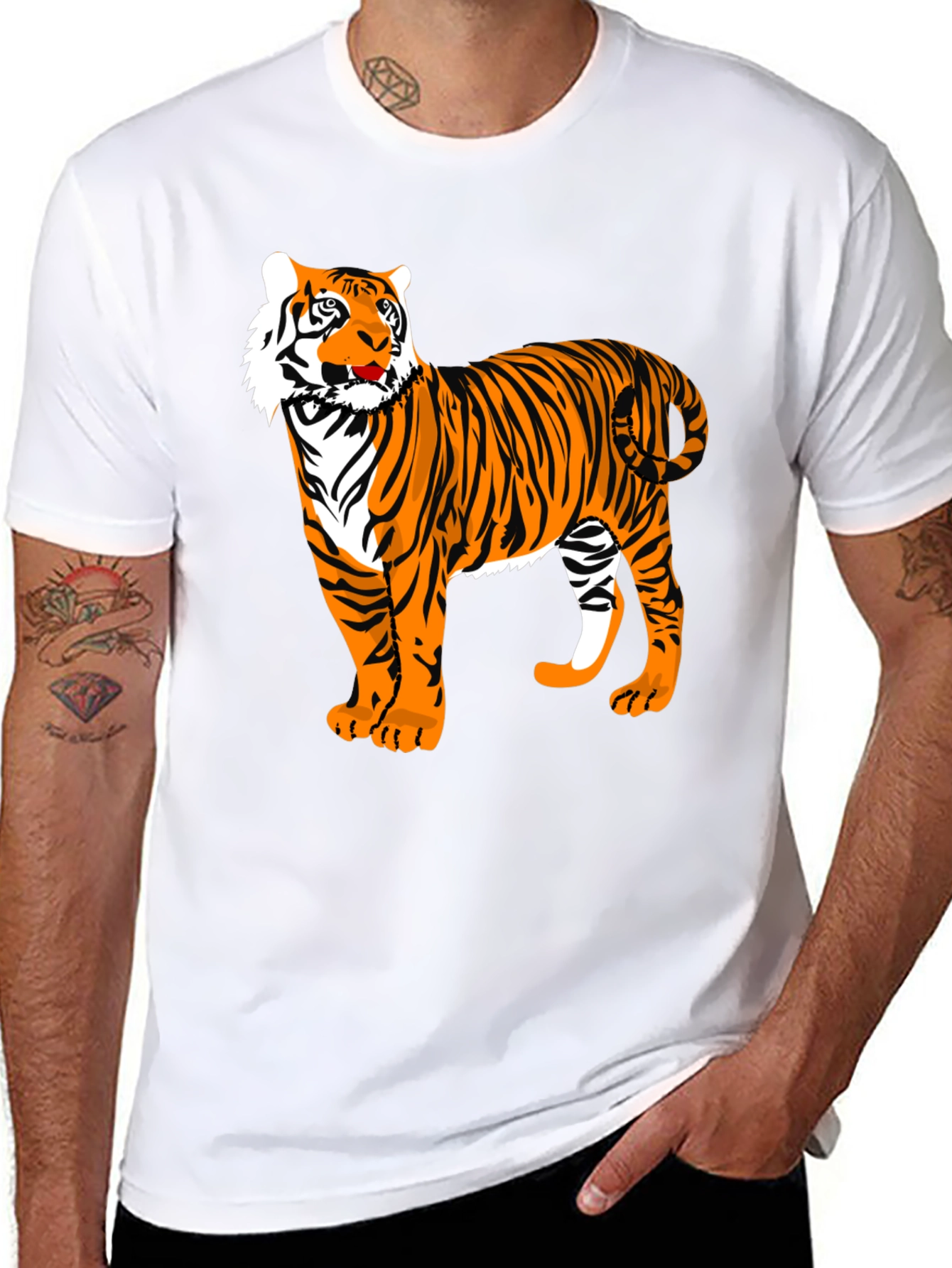 Cool Tiger Graphic Tee - Black Cotton Blend