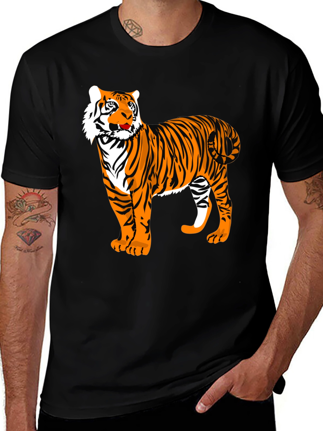 Cool Tiger Graphic Tee - Black Cotton Blend