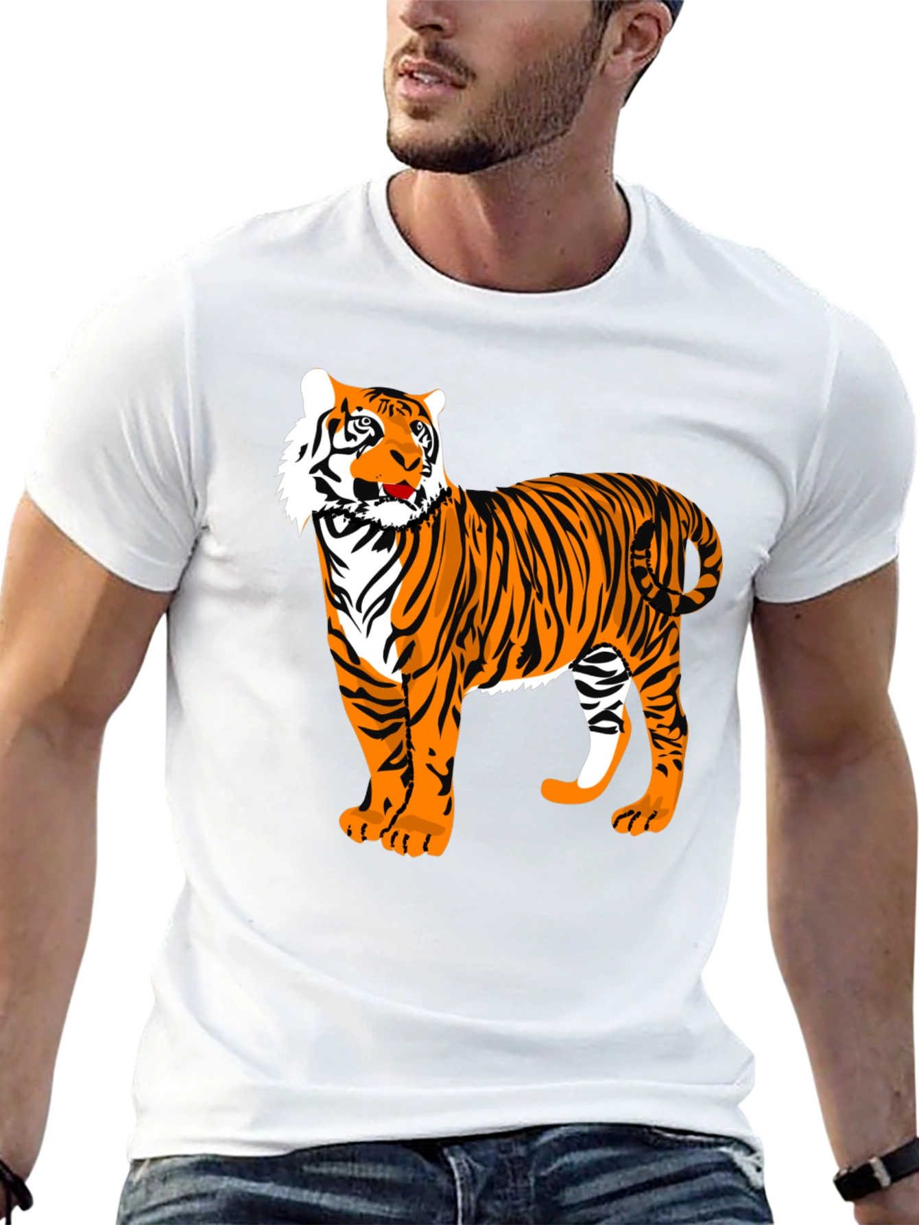 Cool Tiger Graphic Tee - Black Cotton Blend