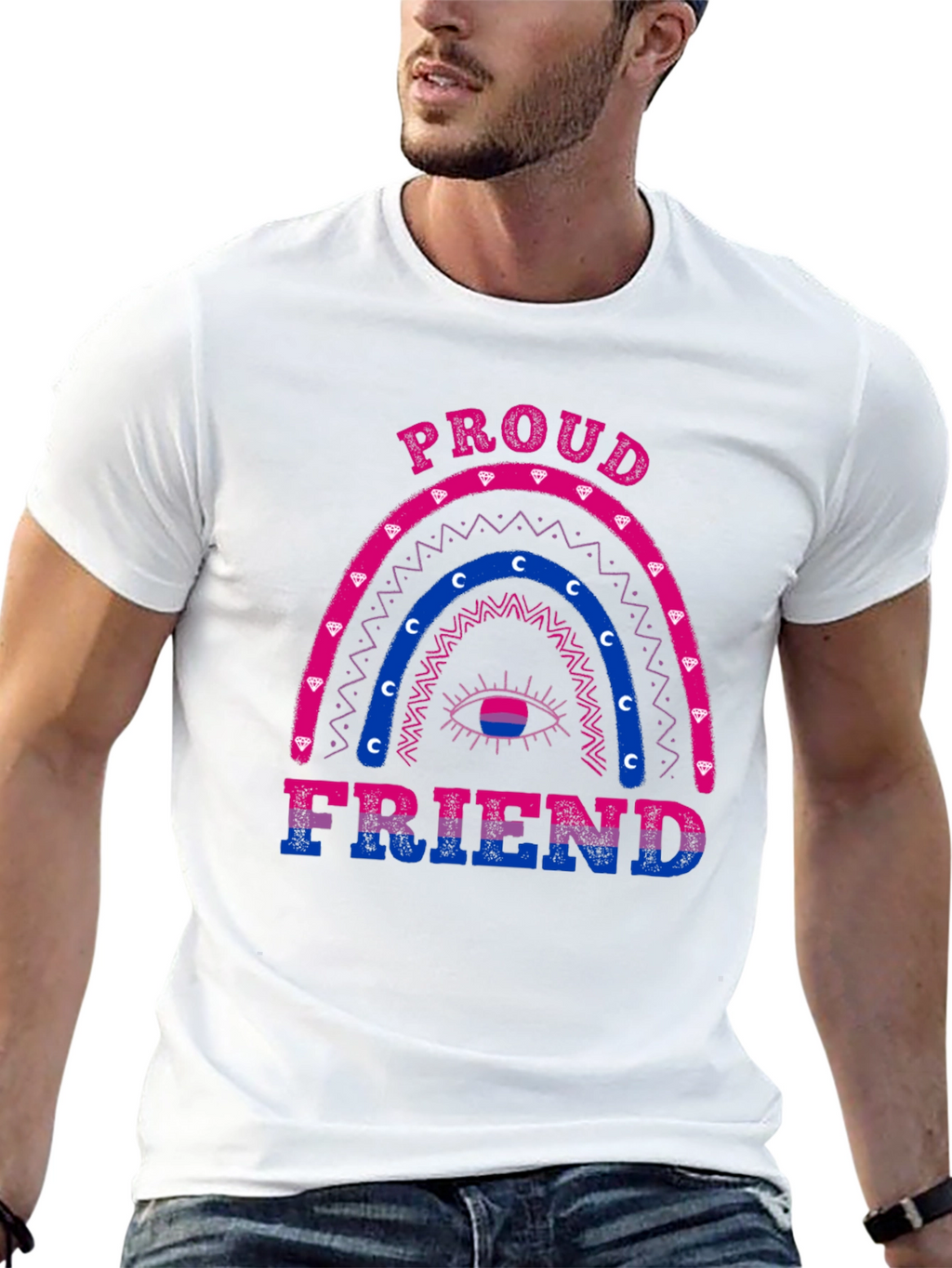 Proud Friend Bisexual Pride Rainbow T-Shirt