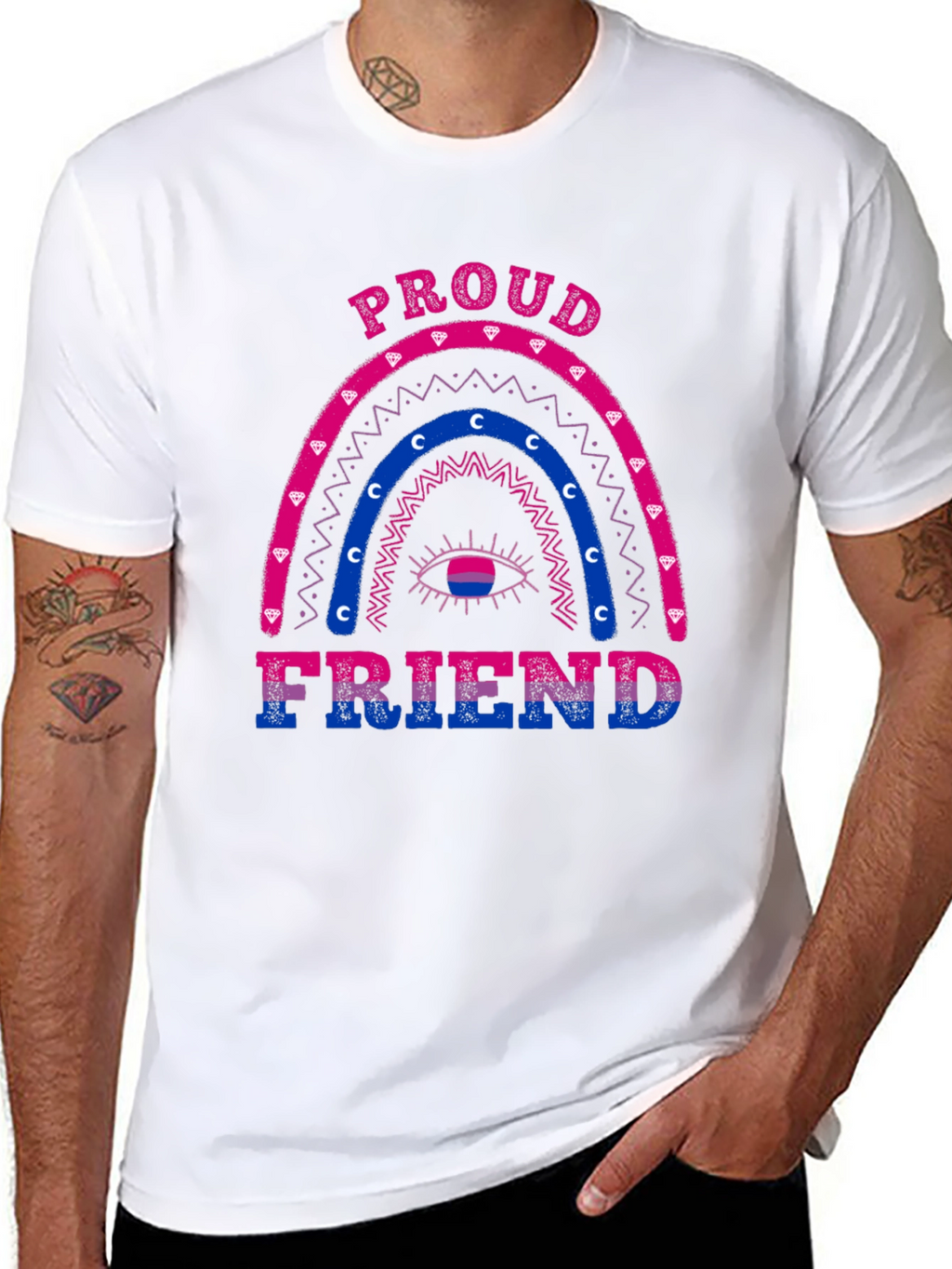 Proud Friend Bisexual Pride Rainbow T-Shirt
