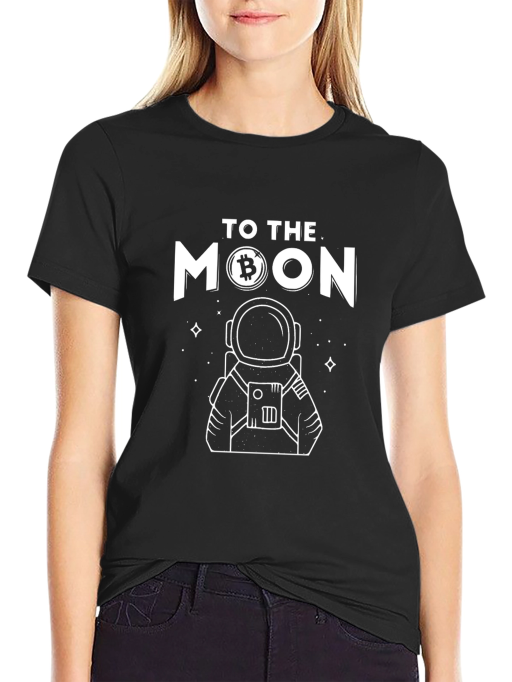 To The Moon Bitcoin Astronaut Black T-Shirt