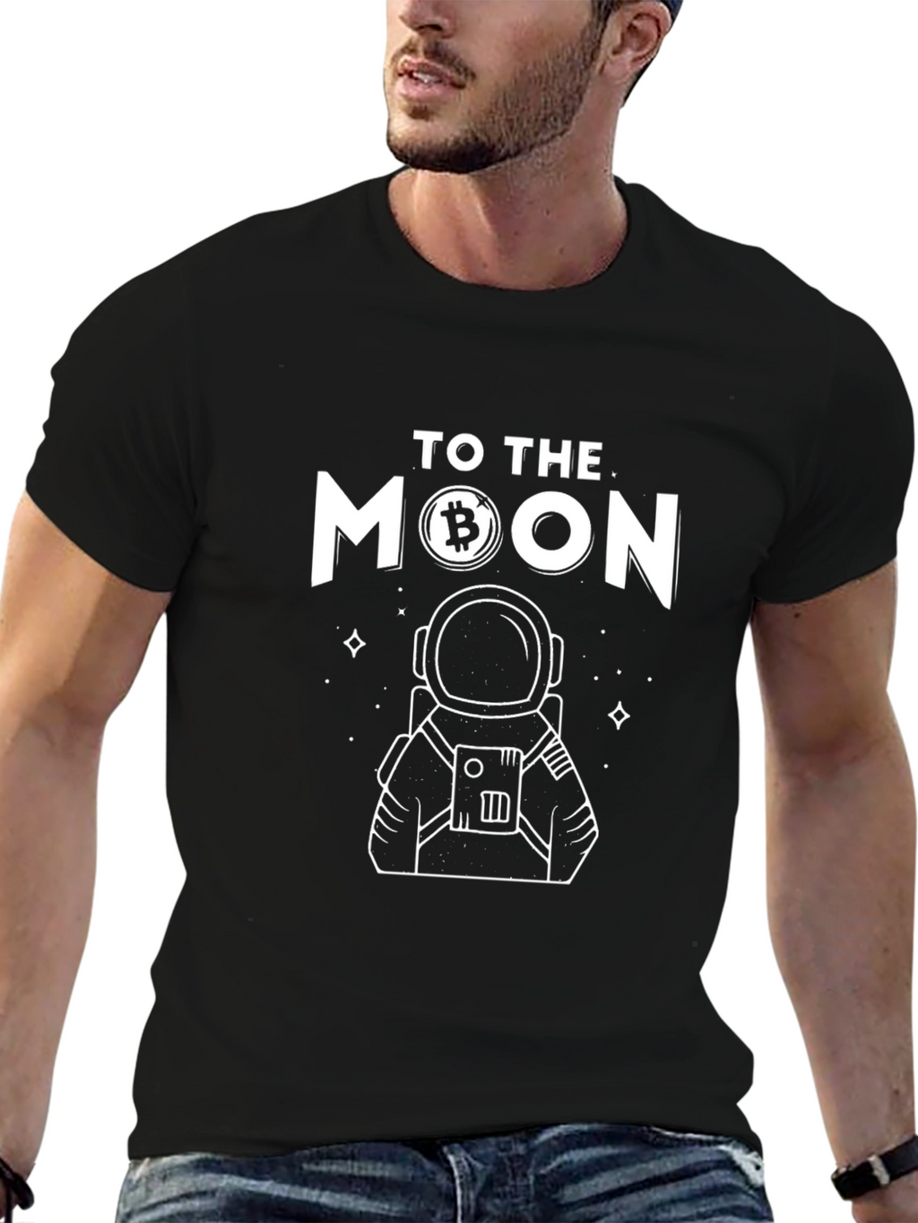 To The Moon Bitcoin Astronaut Black T-Shirt