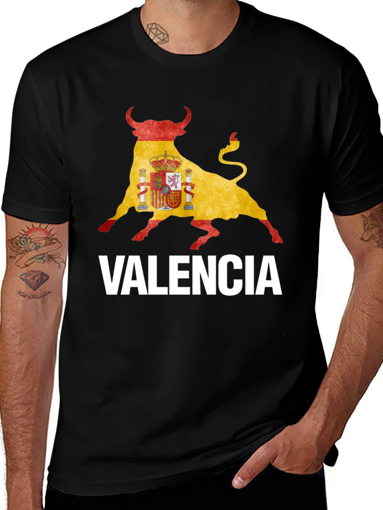 Valencia Spain Flag Bull T-Shirt