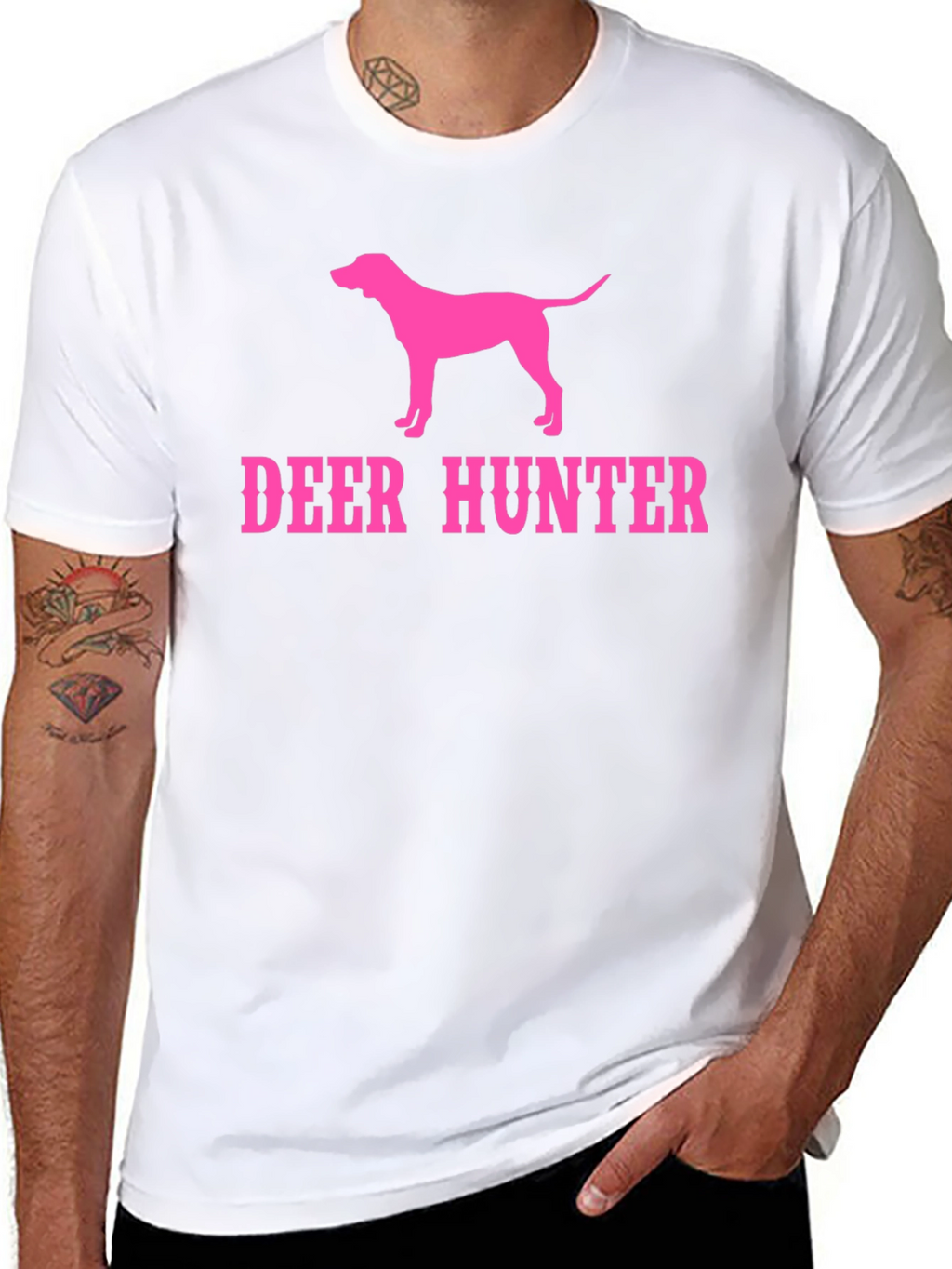 Deer Hunter Dog Graphic T-Shirt - Black Tee