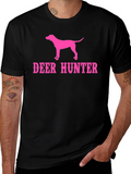 Deer Hunter Dog Graphic T-Shirt - Black Tee