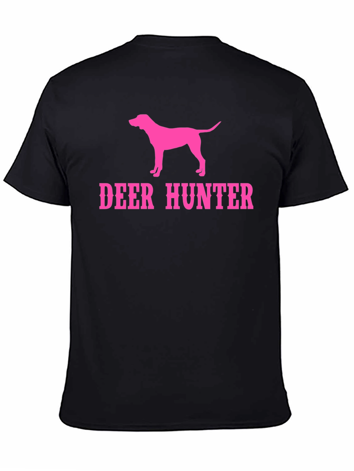 Deer Hunter Dog Graphic T-Shirt - Black Tee