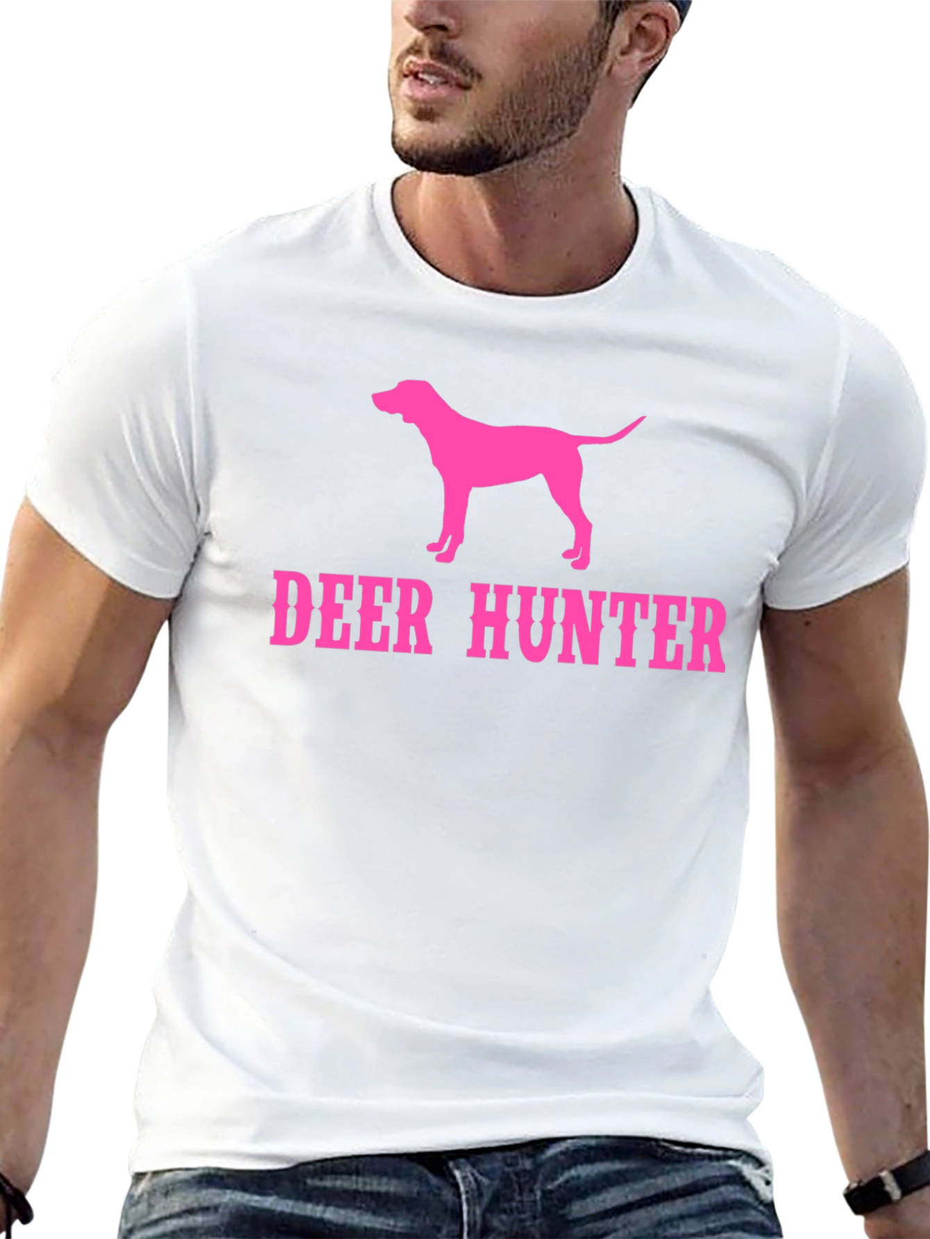 Deer Hunter Dog Graphic T-Shirt - Black Tee