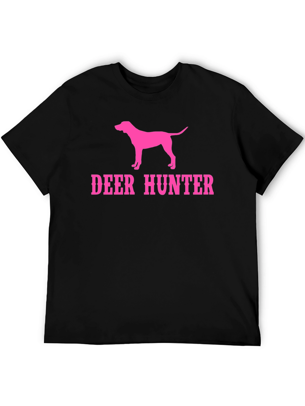Deer Hunter Dog Graphic T-Shirt - Black Tee