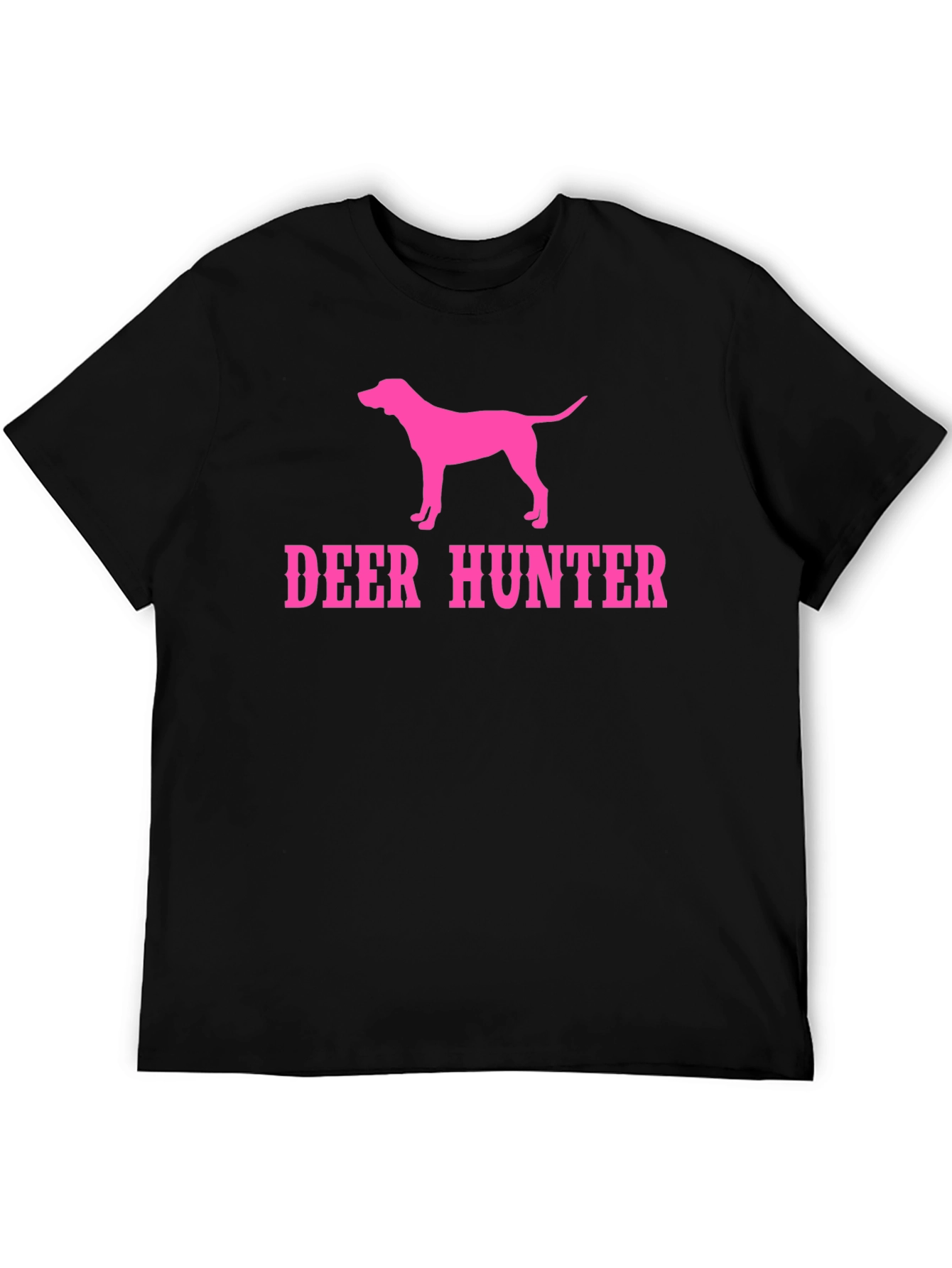 Deer Hunter Dog Graphic T-Shirt - Black Tee