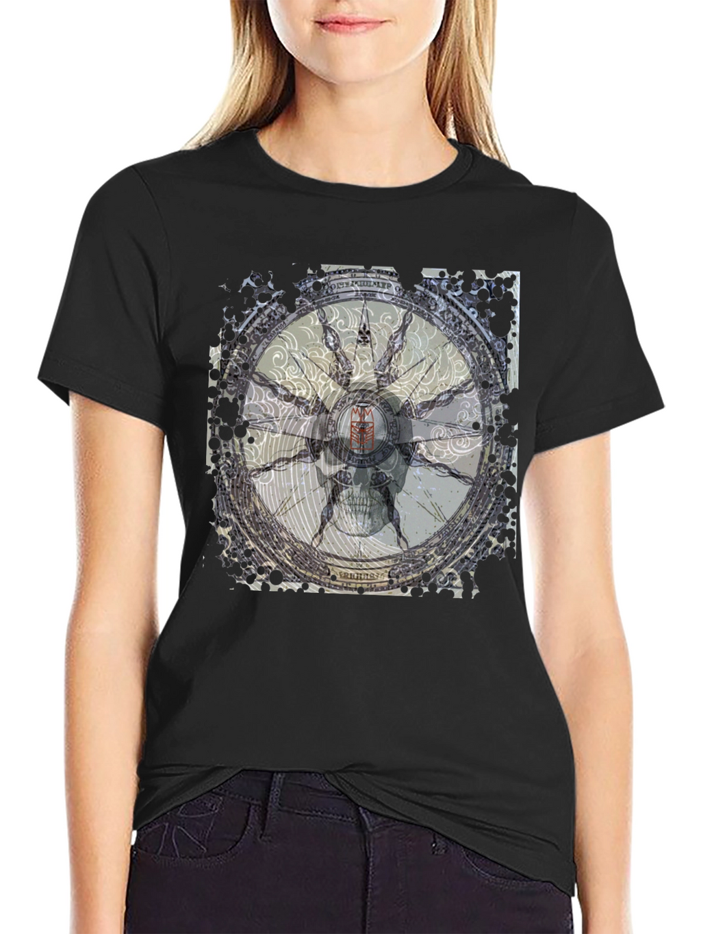 Skull Compass Black T-Shirt - Unique Graphic Tee