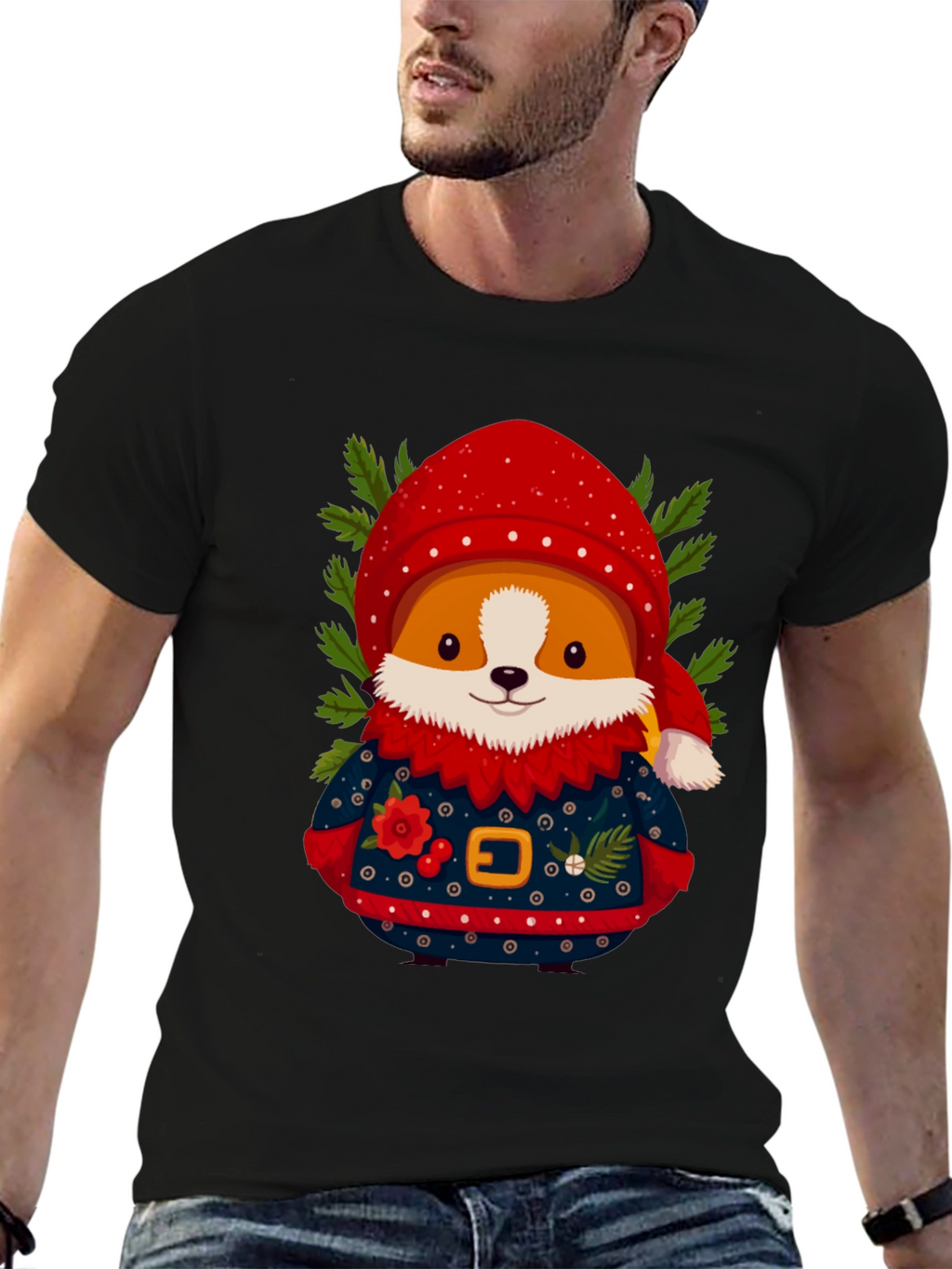 Festive Corgi Christmas T-Shirt