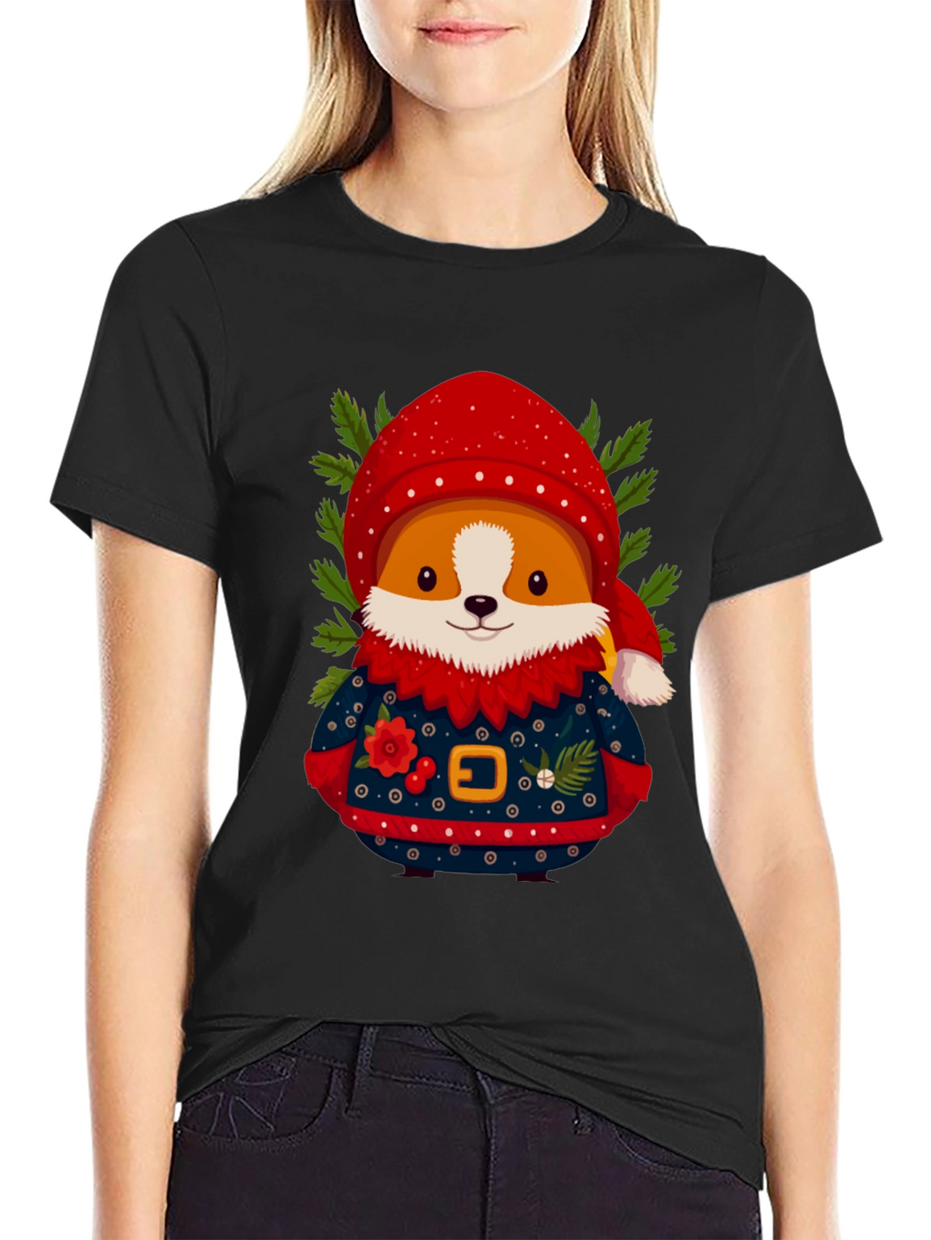 Festive Corgi Christmas T-Shirt
