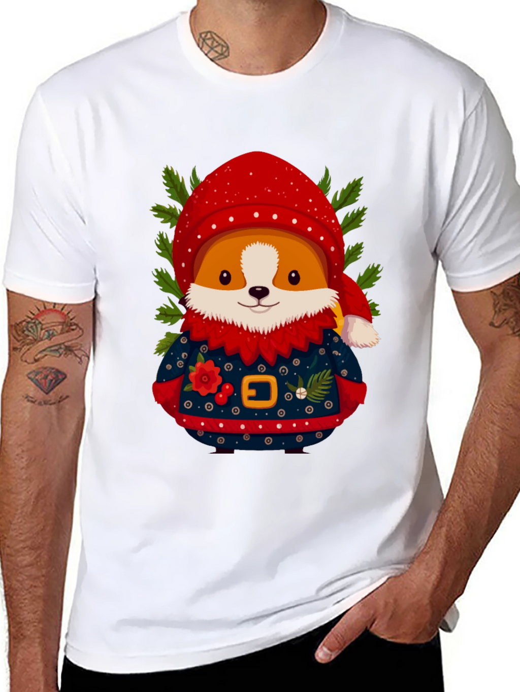Festive Corgi Christmas T-Shirt