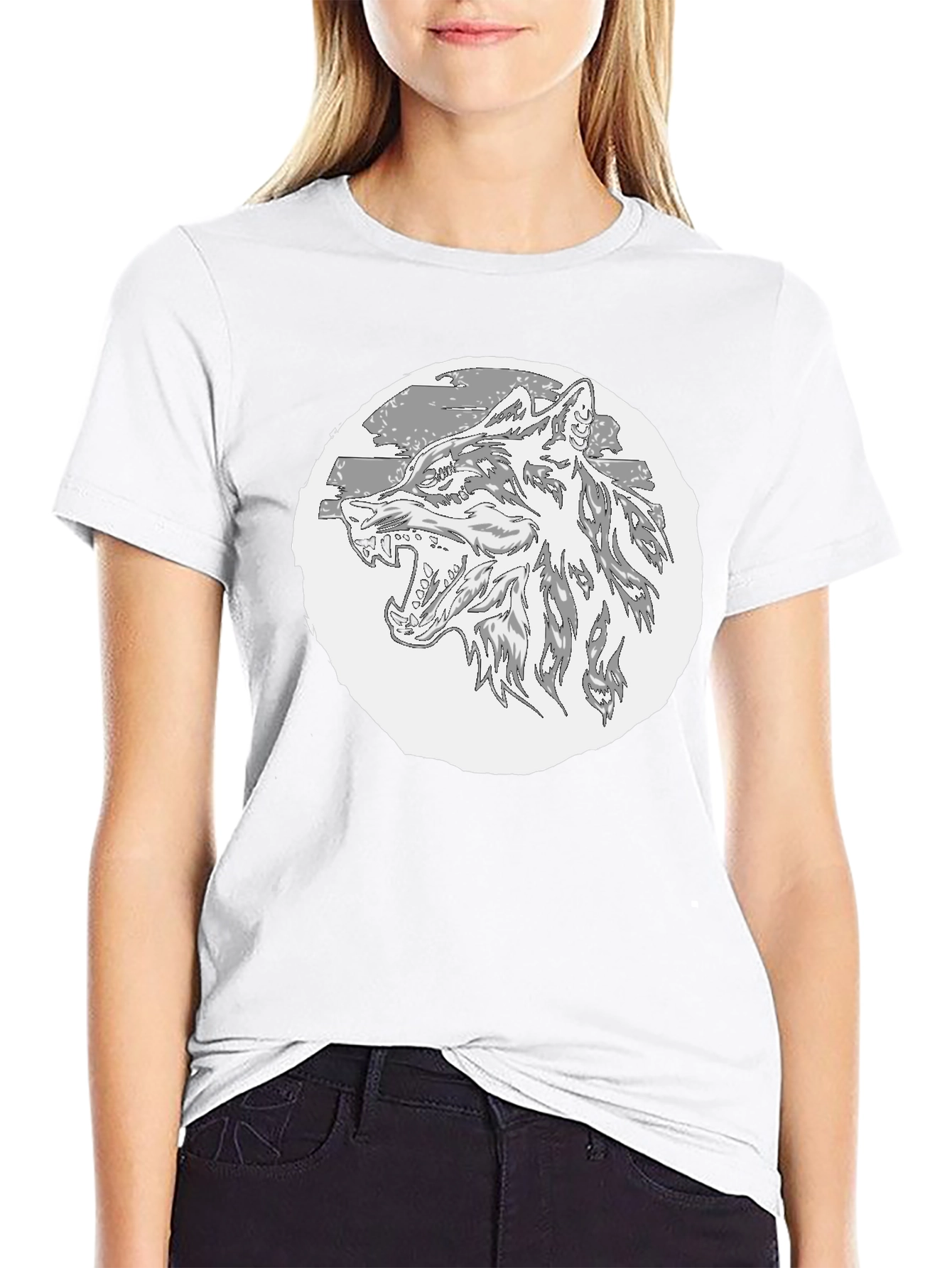 Wolf Graphic T-Shirt - Black Crew Neck Tee