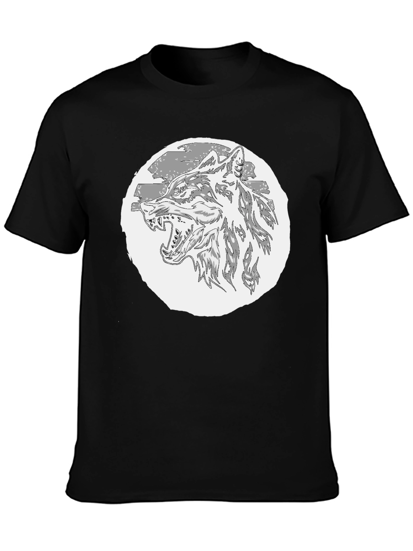 Wolf Graphic T-Shirt - Black Crew Neck Tee