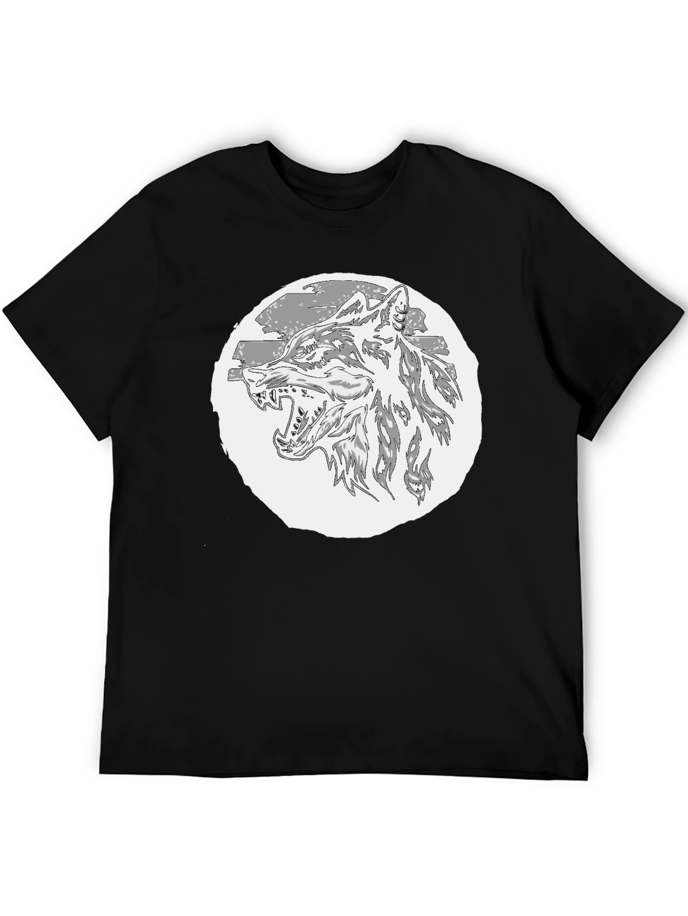 Wolf Graphic T-Shirt - Black Crew Neck Tee