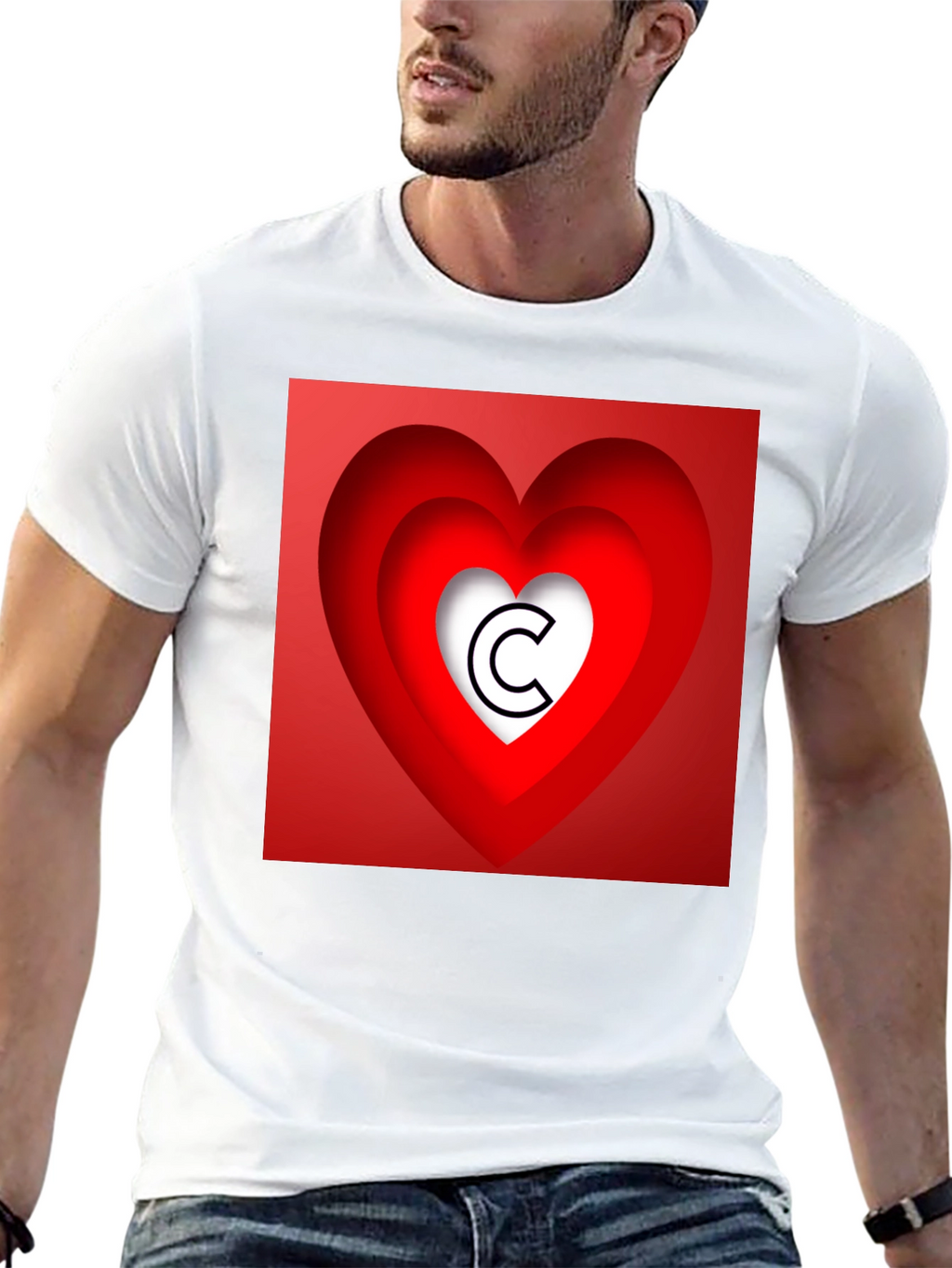 Heart Initial C Graphic T-Shirt