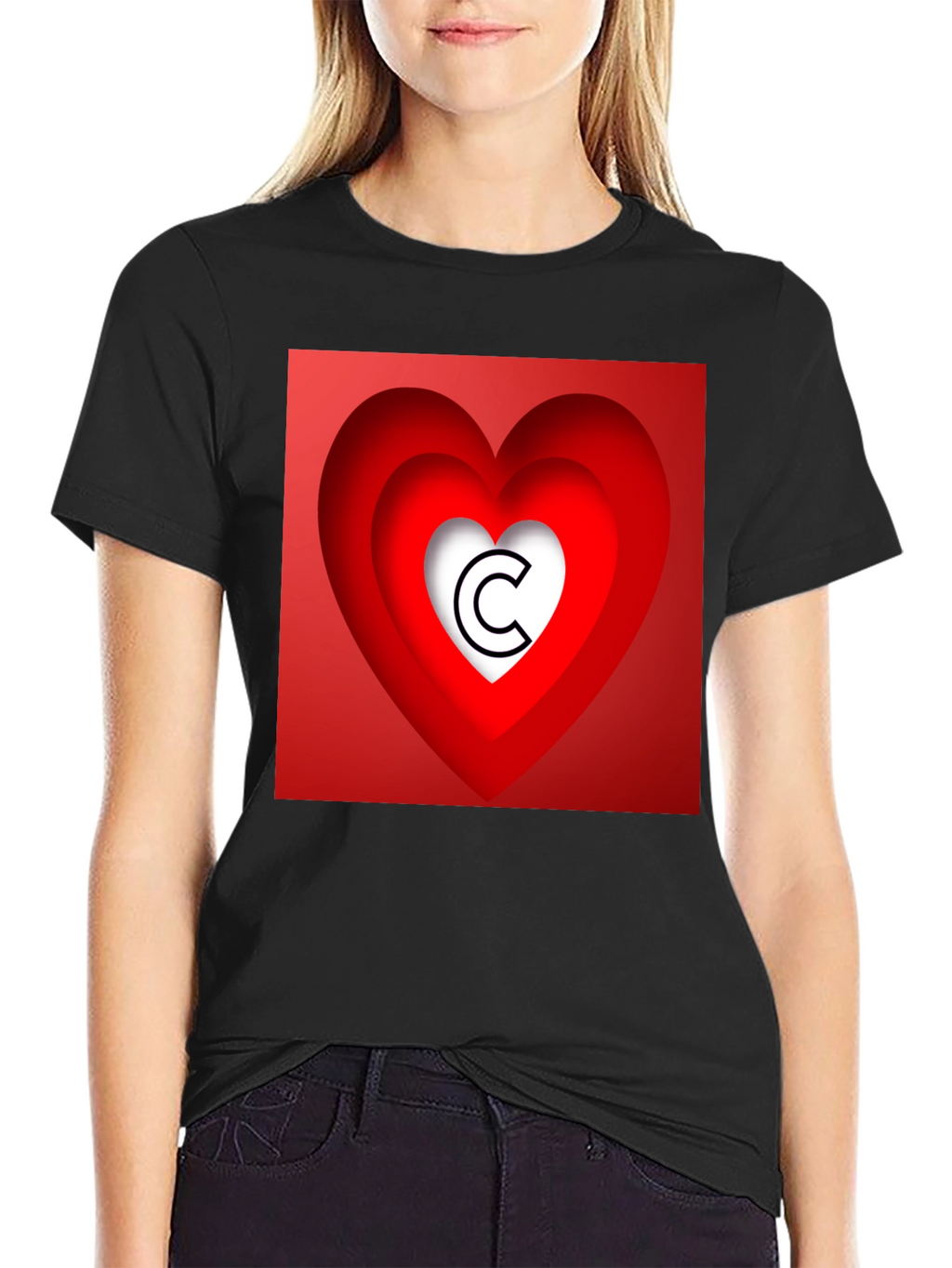 Heart Initial C Graphic T-Shirt