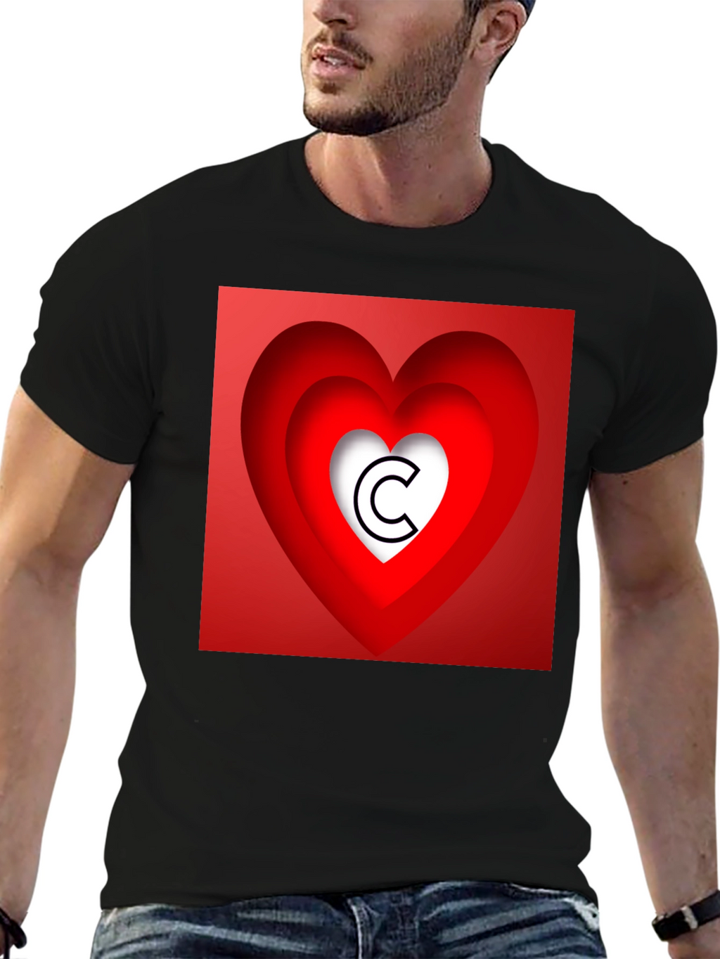 Heart Initial C Graphic T-Shirt
