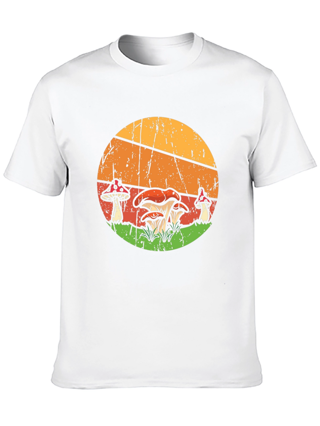 Retro Mushroom Graphic Tee - Black Cotton T-Shirt