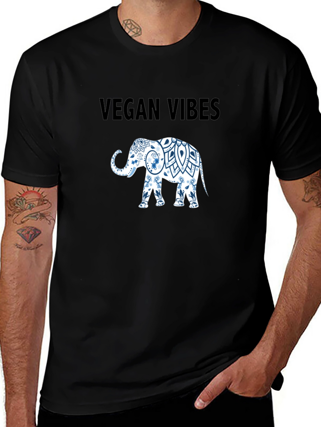 Vegan Vibes Elephant Graphic T-Shirt