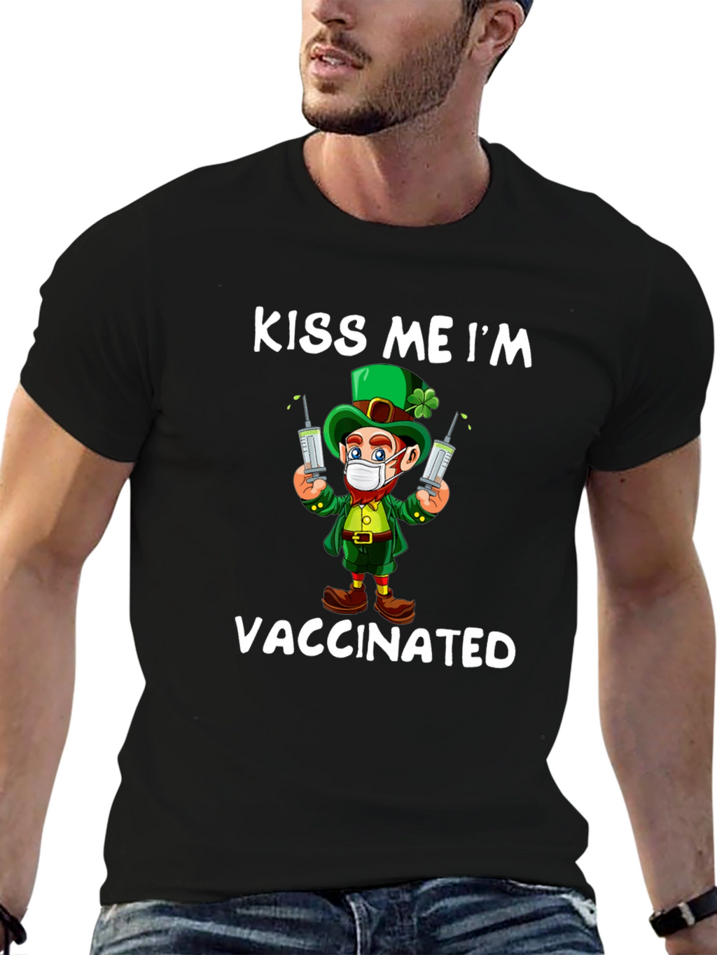 Kiss Me Im Vaccinated St Patricks Day T-Shirt