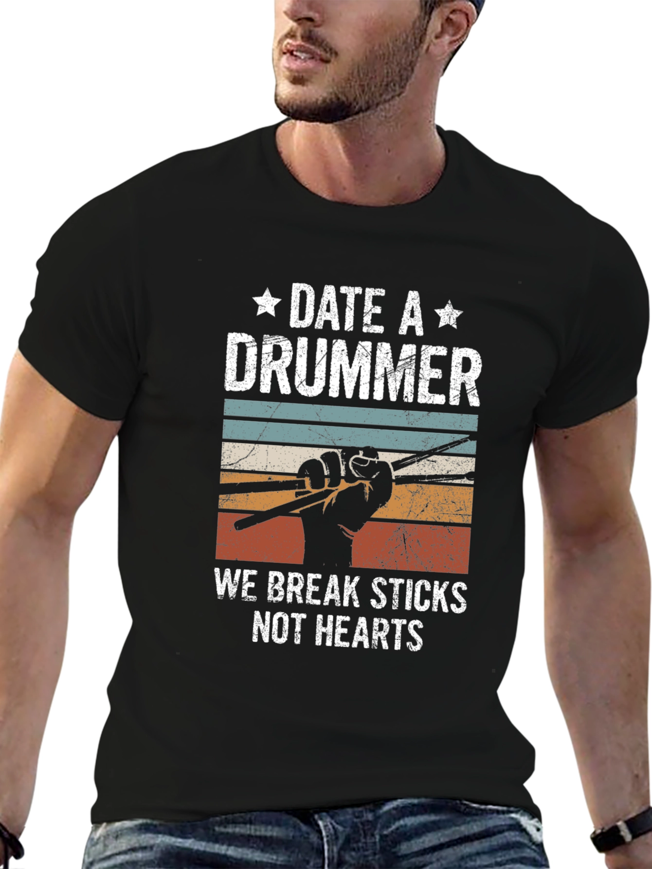 Date a Drummer T-Shirt - Break Sticks Not Hearts