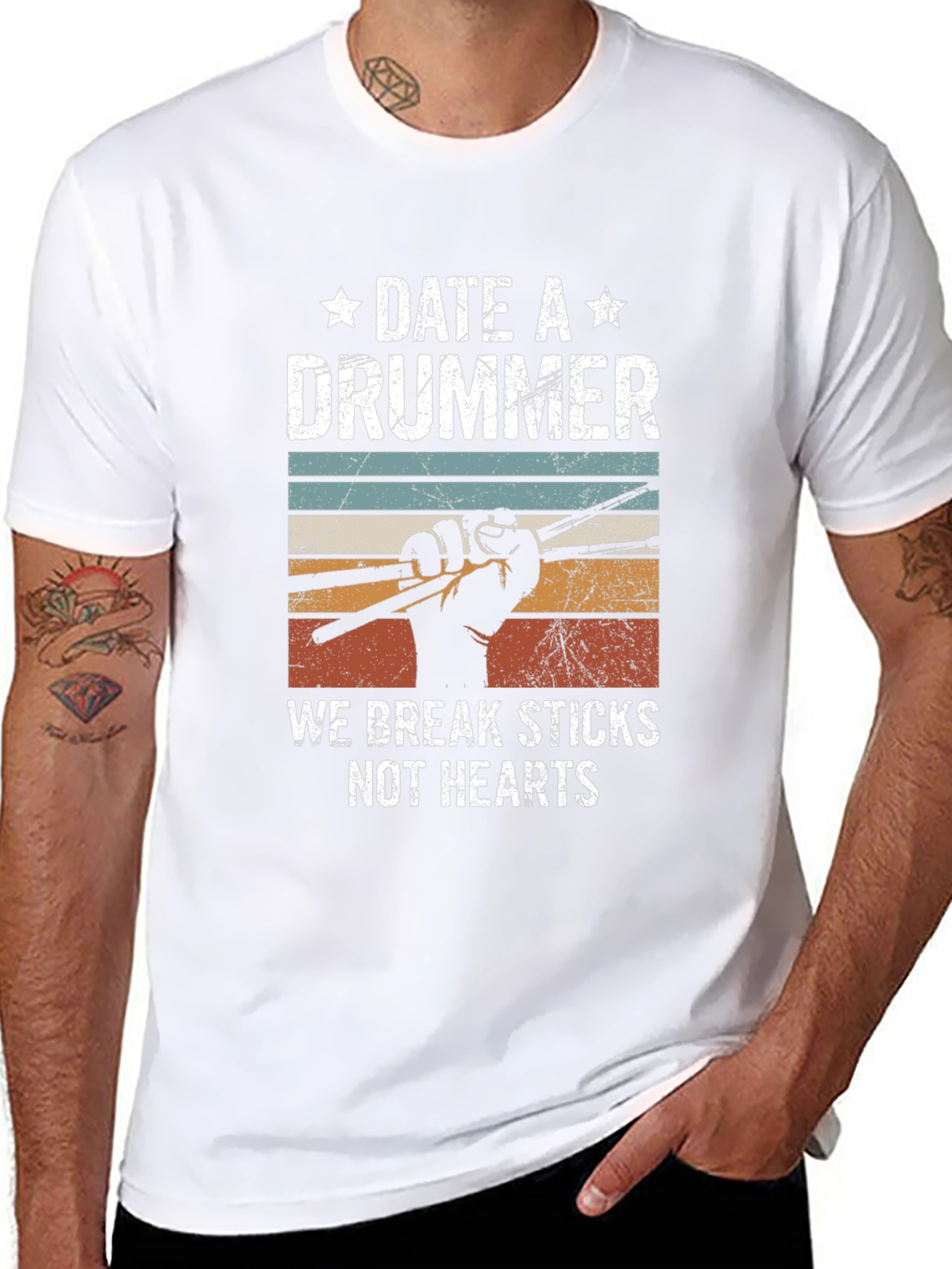 Date a Drummer T-Shirt - Break Sticks Not Hearts