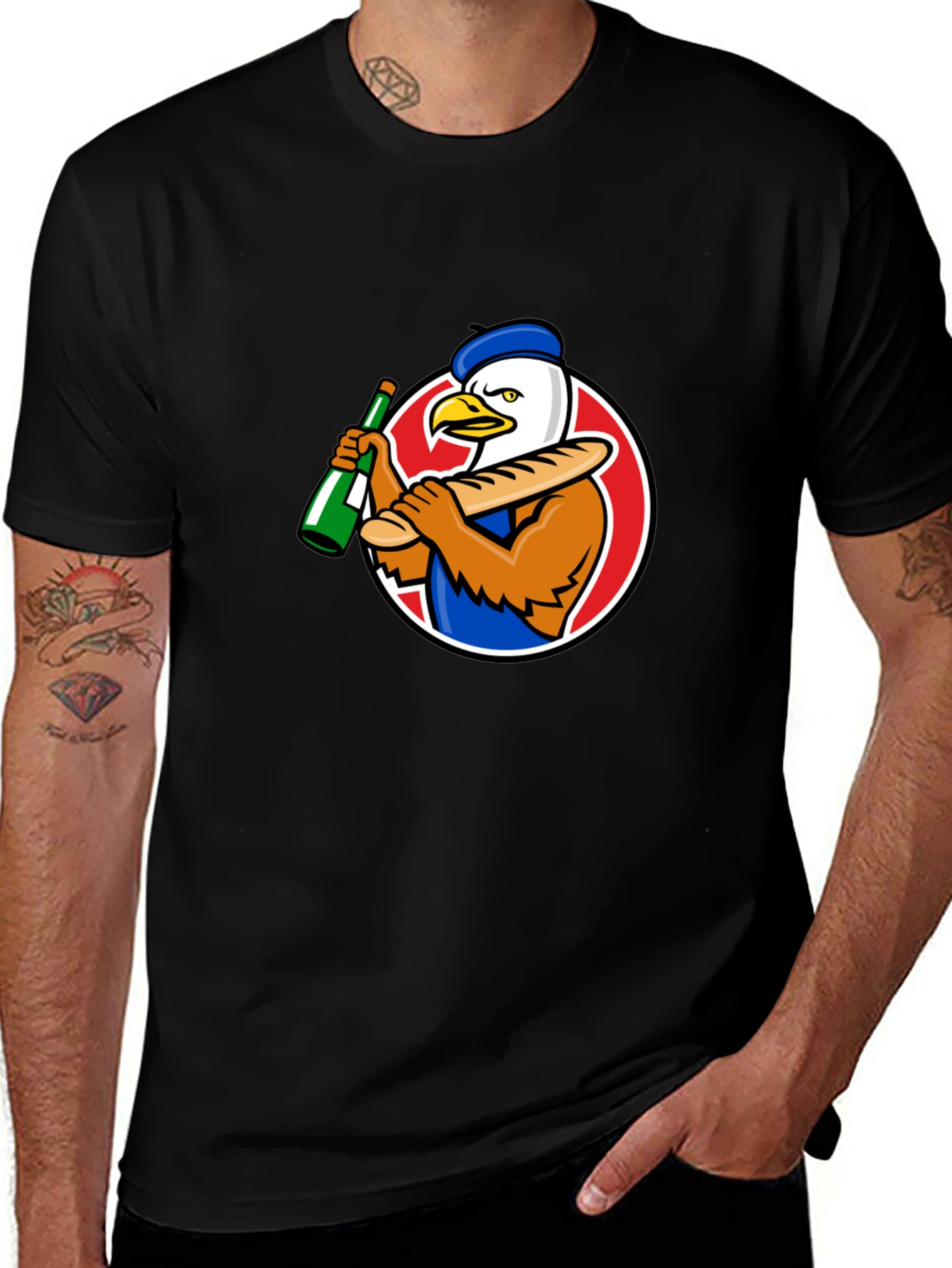 French Eagle Graphic Tee - Novelty T-Shirt