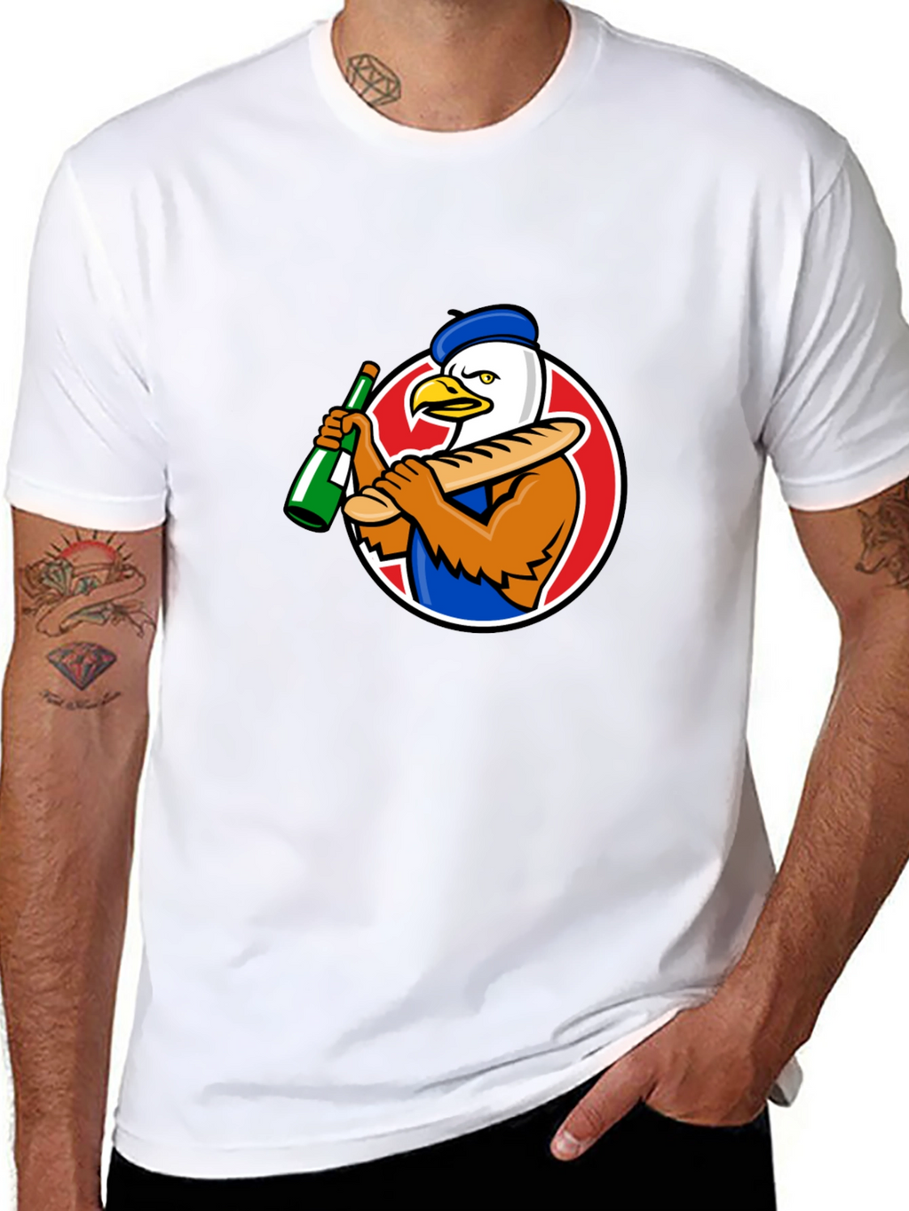 French Eagle Graphic Tee - Novelty T-Shirt