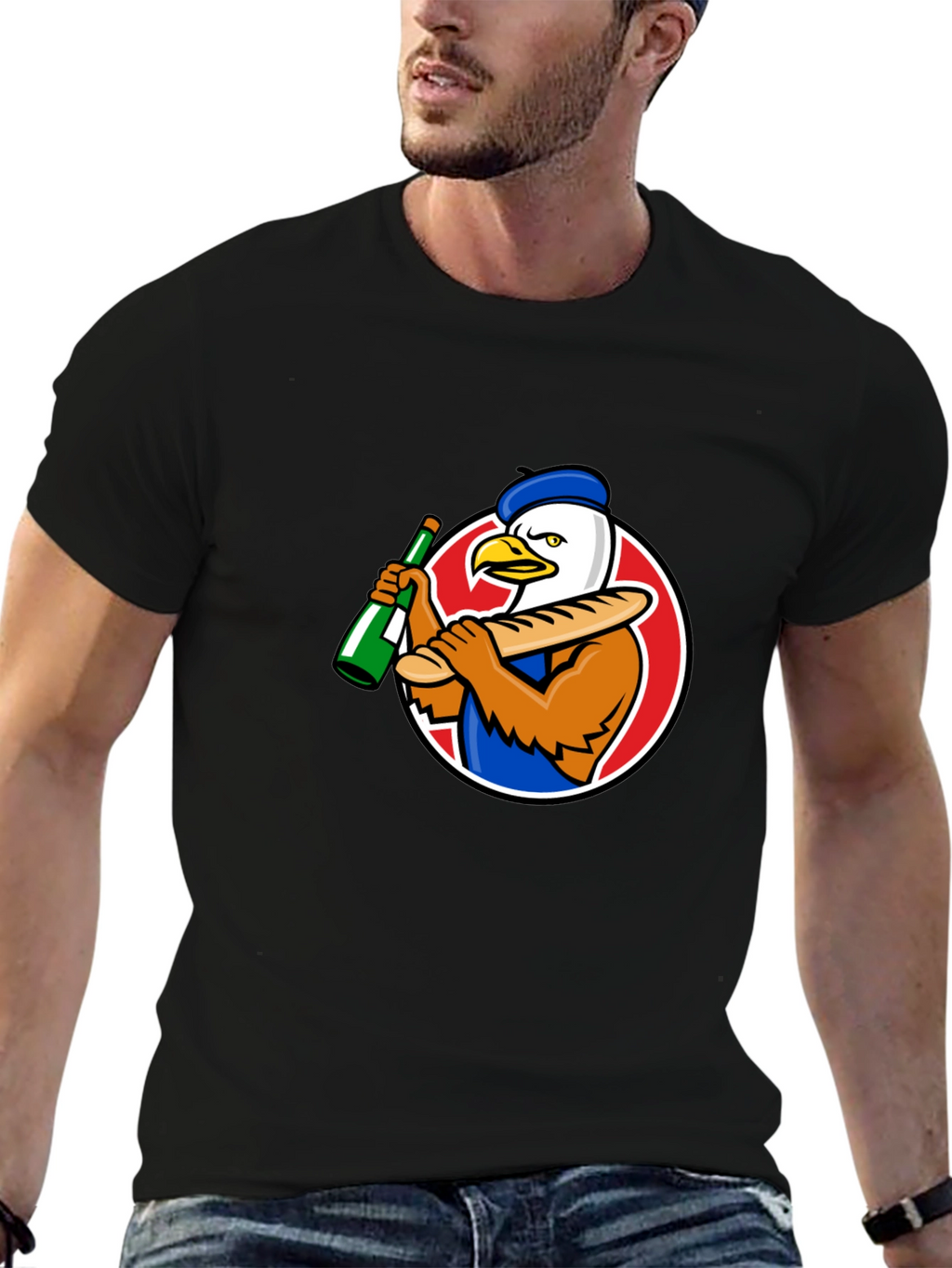 French Eagle Graphic Tee - Novelty T-Shirt