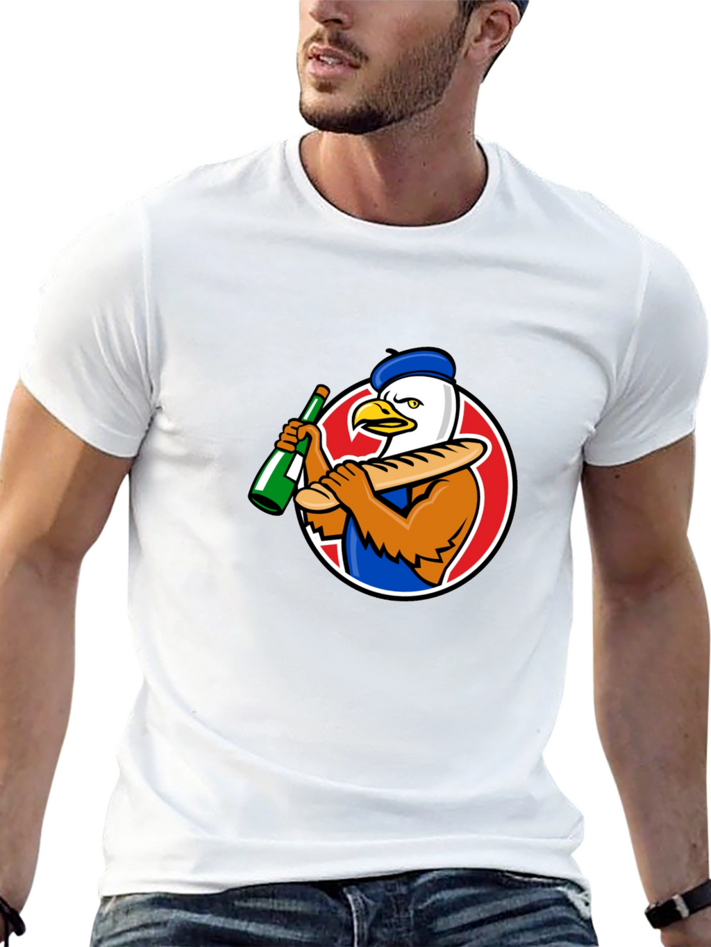 French Eagle Graphic Tee - Novelty T-Shirt