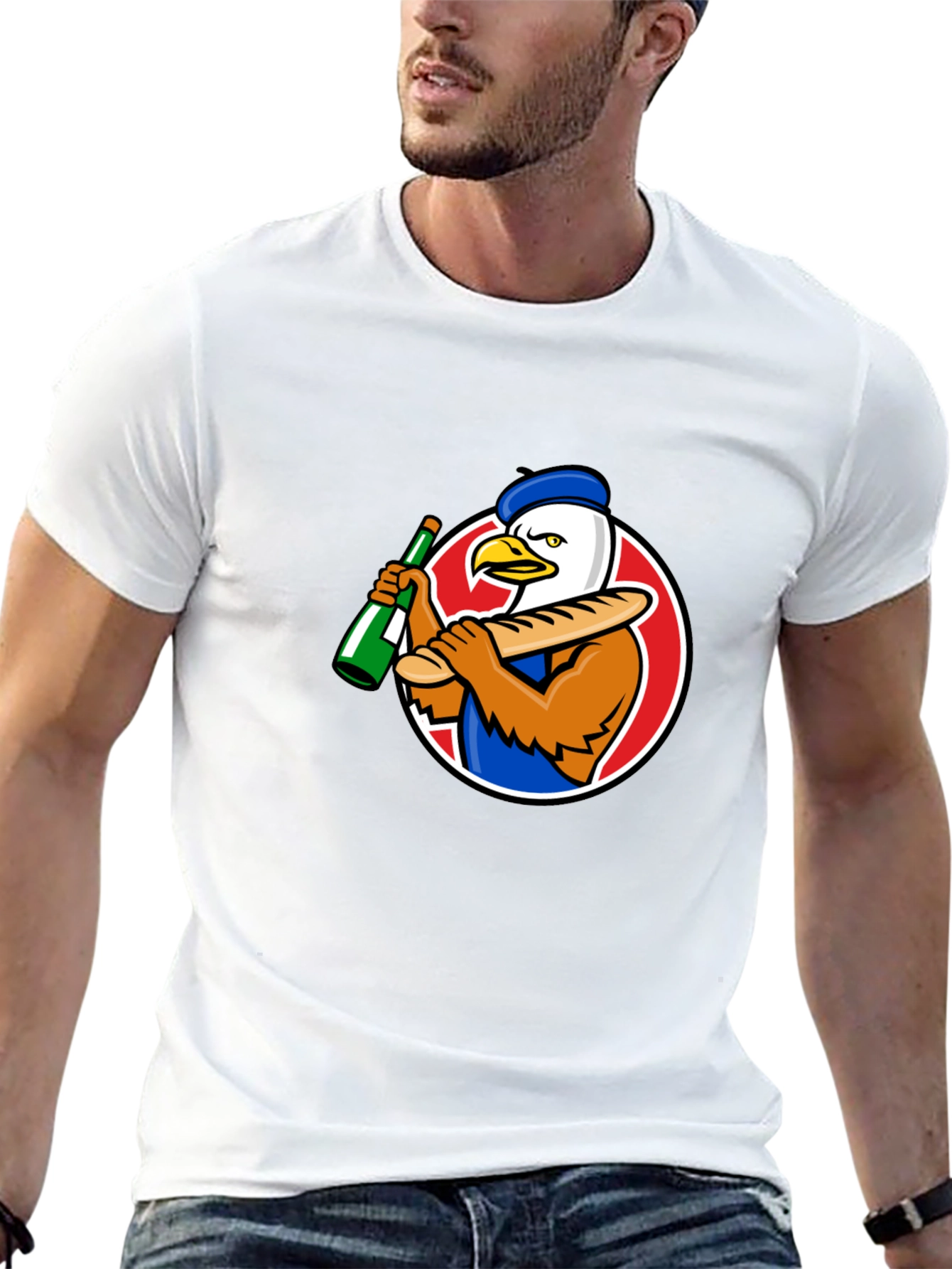 French Eagle Graphic Tee - Novelty T-Shirt