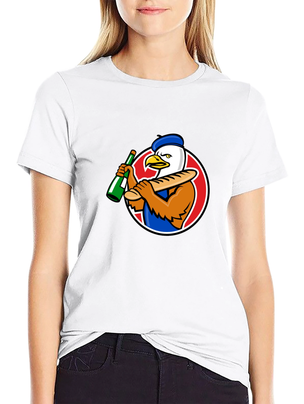 French Eagle Graphic Tee - Novelty T-Shirt