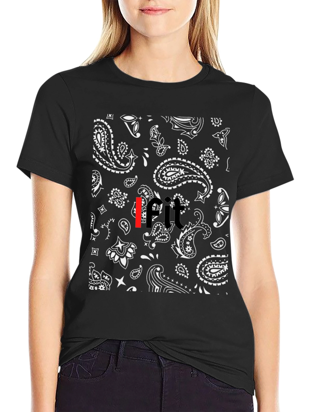 Black Bandana Paisley Print Mens T-Shirt