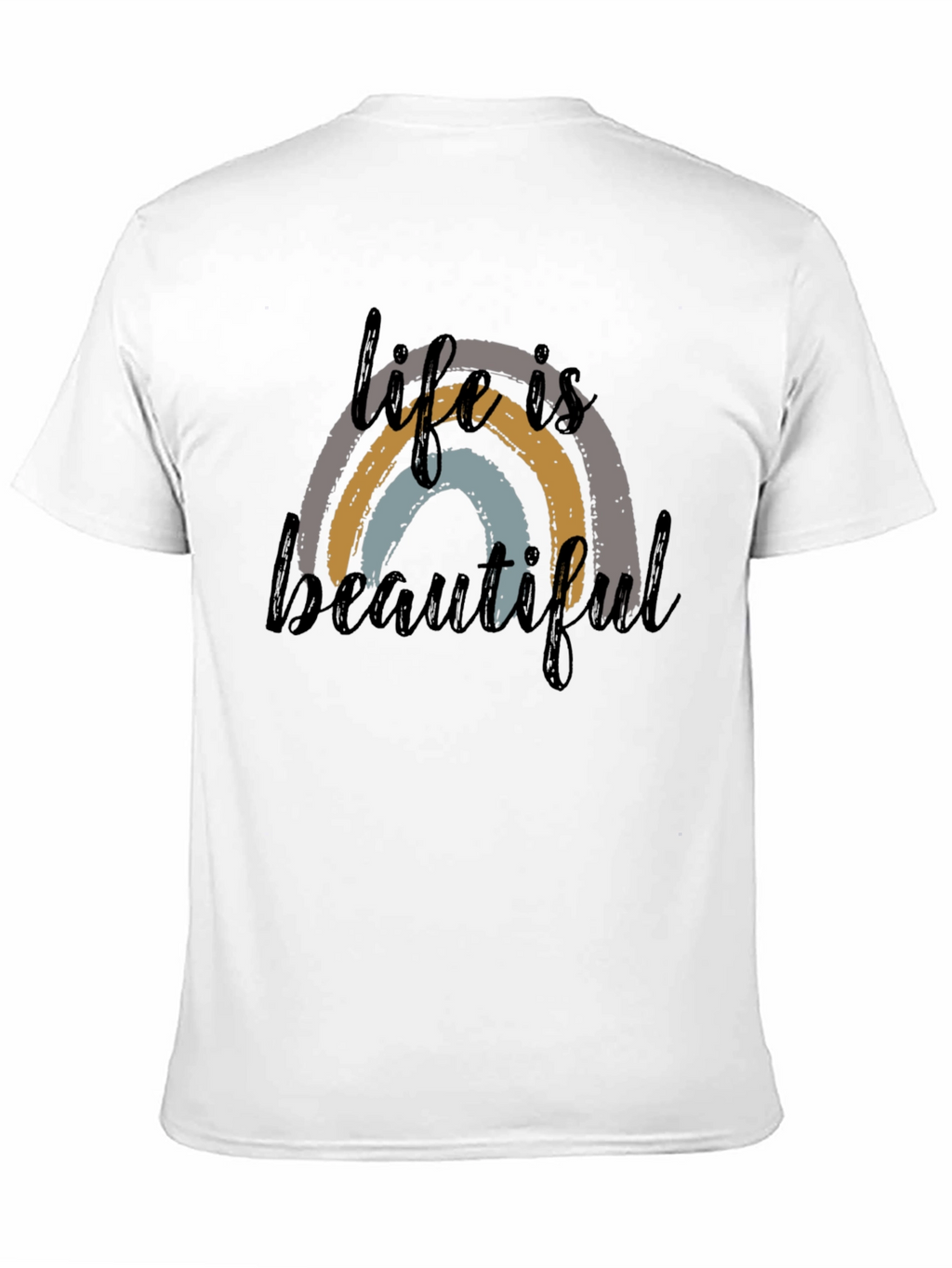 Life is Beautiful Rainbow Graphic Tee - Black