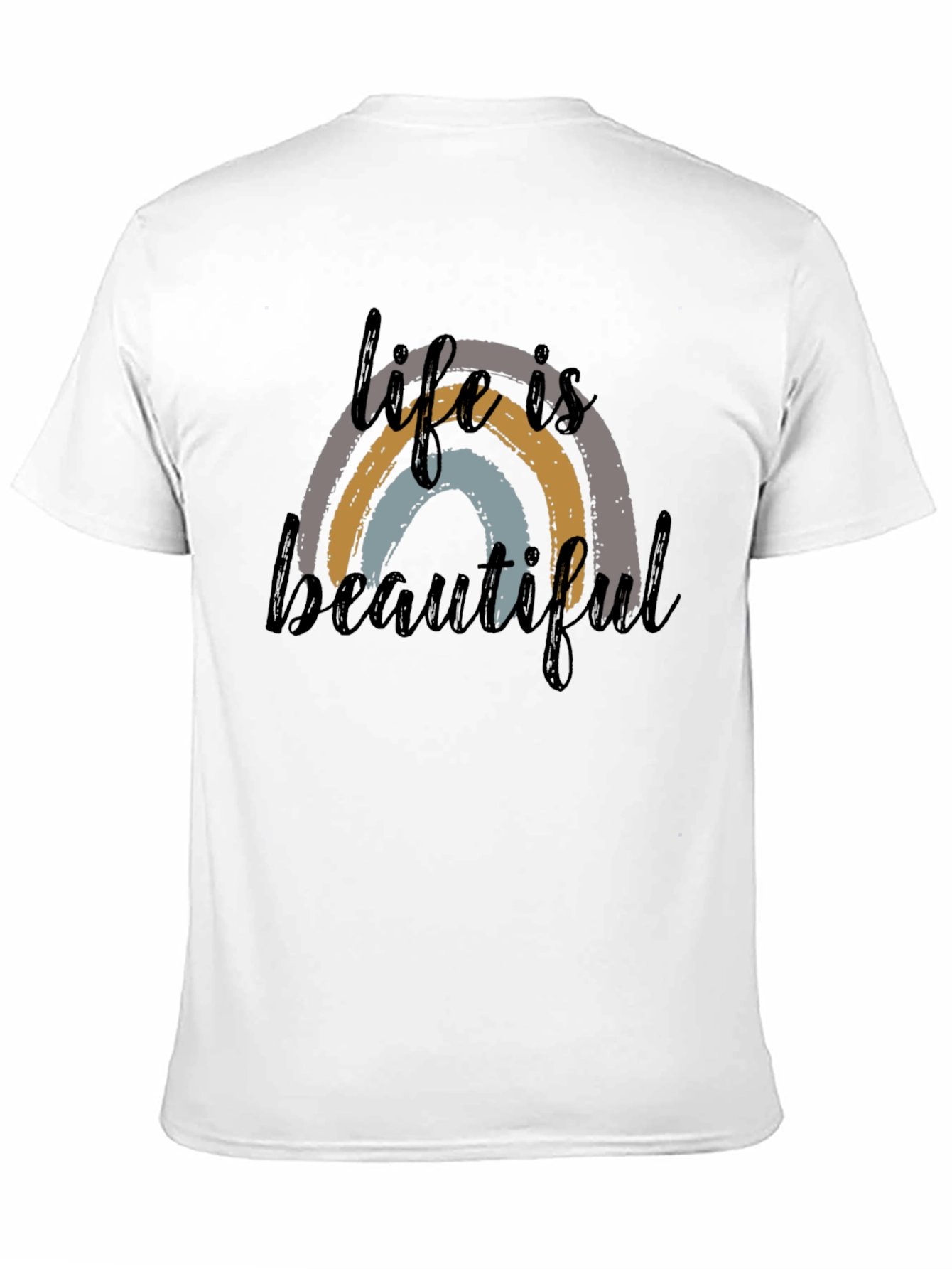 Life is Beautiful Rainbow Graphic Tee - Black