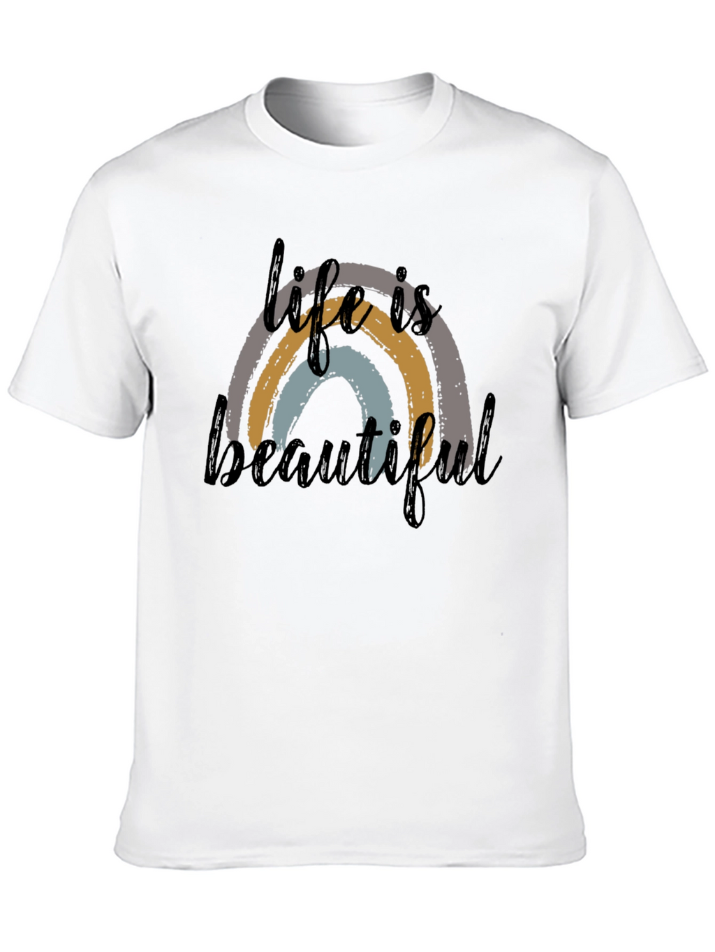 Life is Beautiful Rainbow Graphic Tee - Black