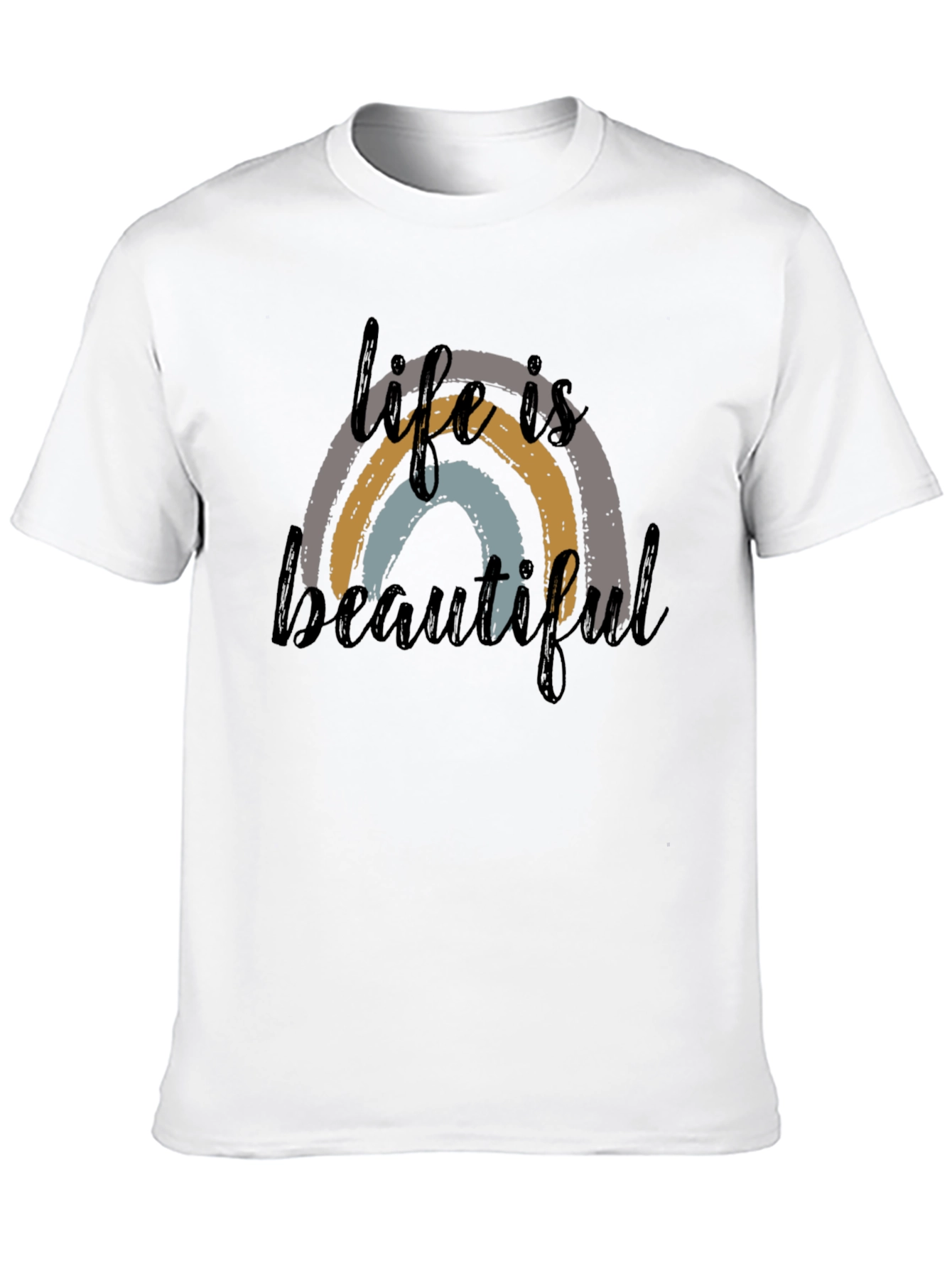 Life is Beautiful Rainbow Graphic Tee - Black