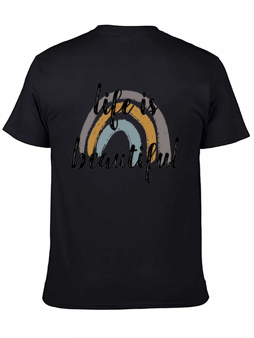Life is Beautiful Rainbow Graphic Tee - Black
