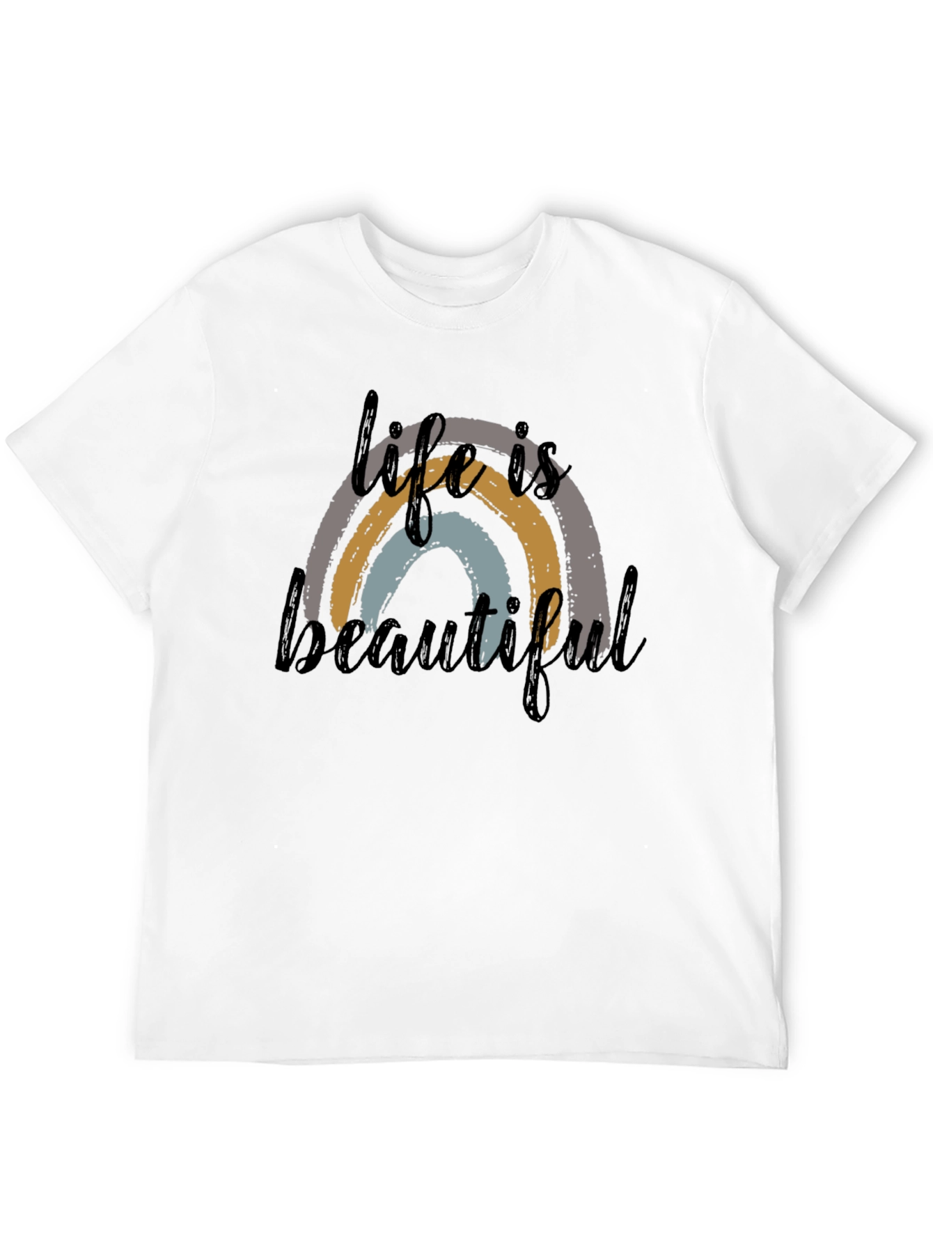 Life is Beautiful Rainbow Graphic Tee - Black