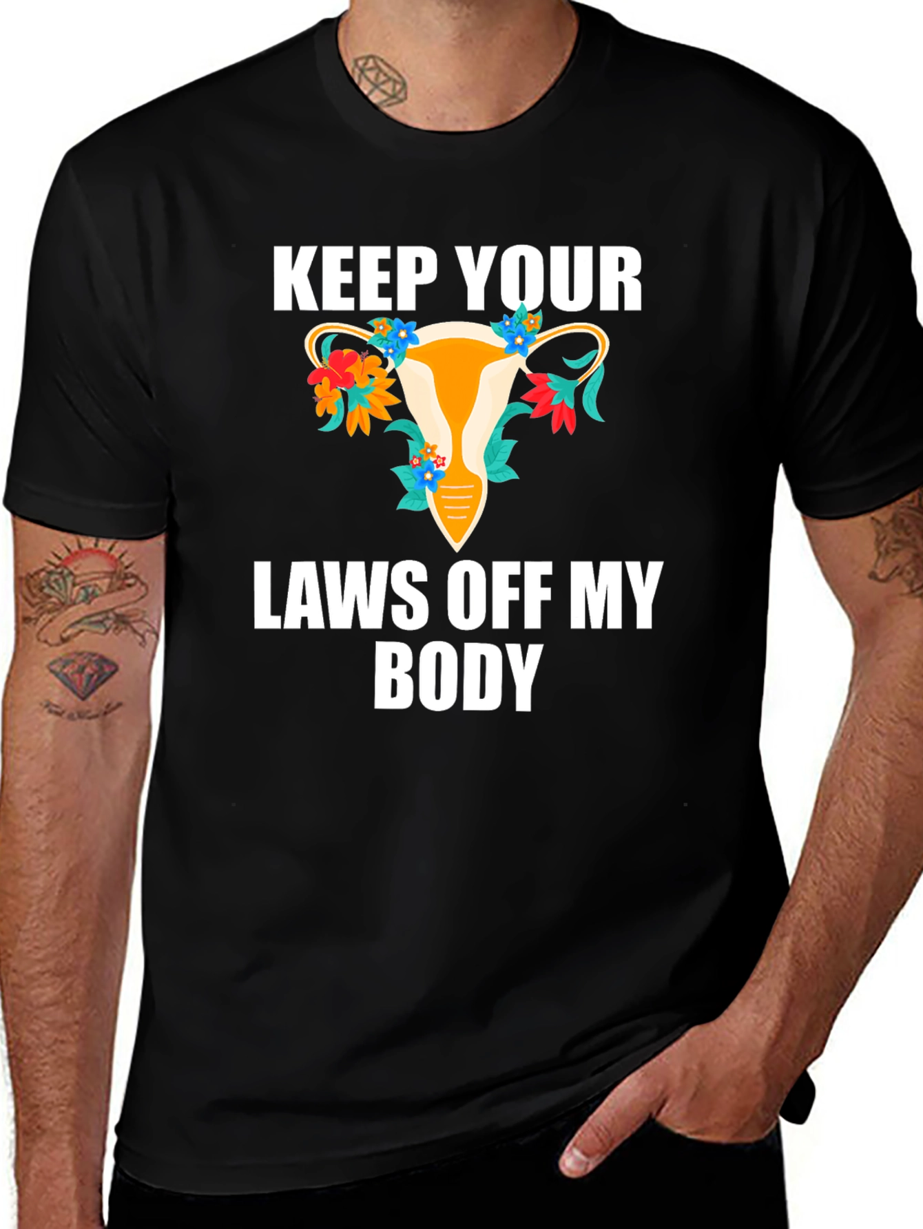 Feminist Uterus Graphic Tee: Keep Your Laws Off My Body