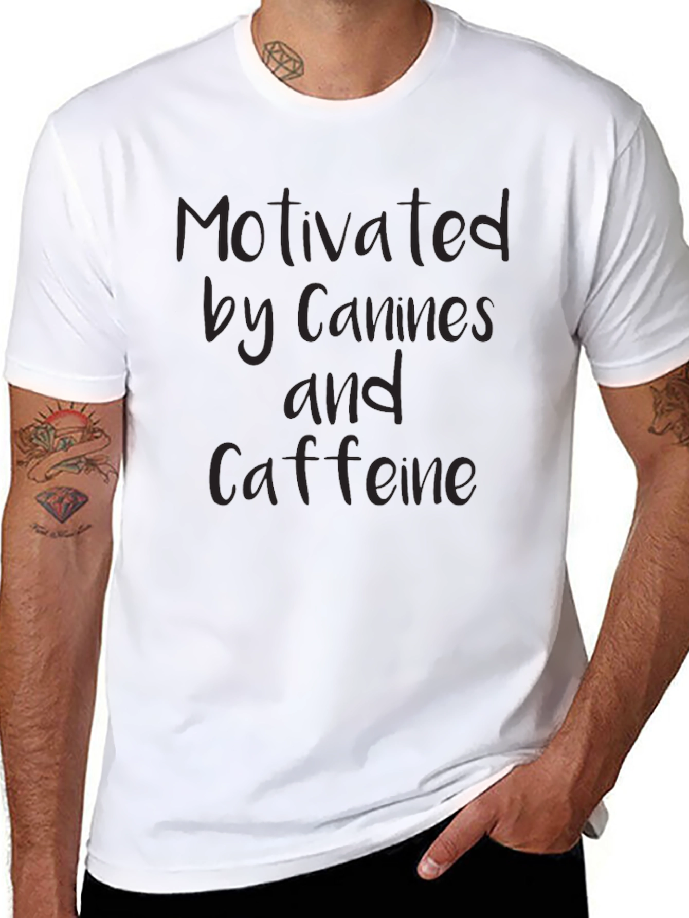Motivated by Canines & Caffeine Black T-Shirt