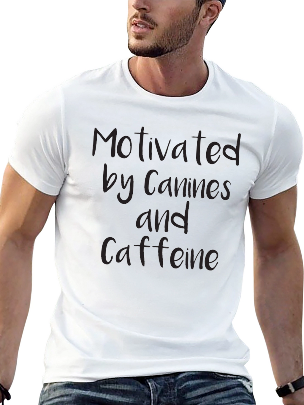 Motivated by Canines & Caffeine Black T-Shirt