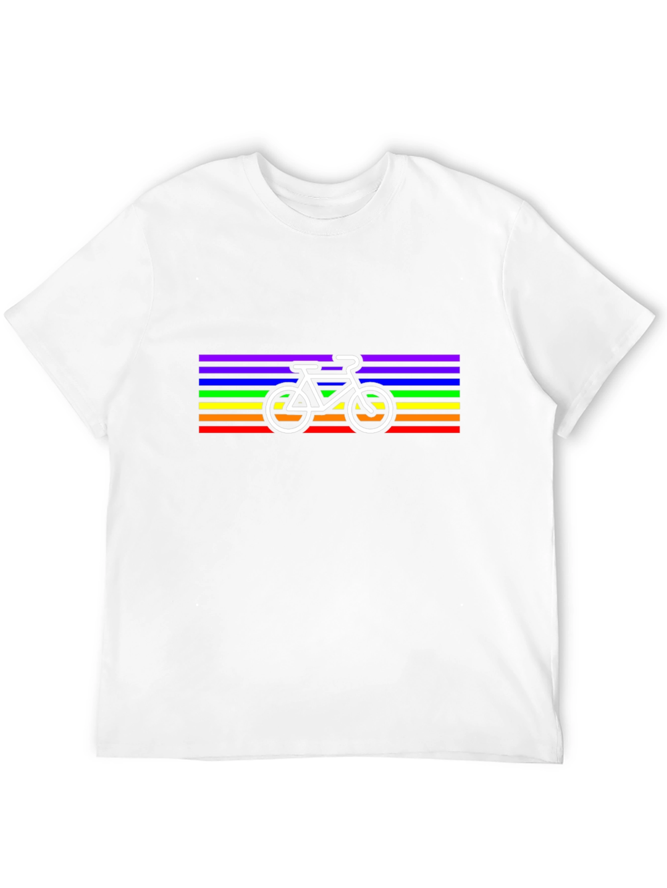Rainbow Stripe Bicycle Graphic Tee - Black