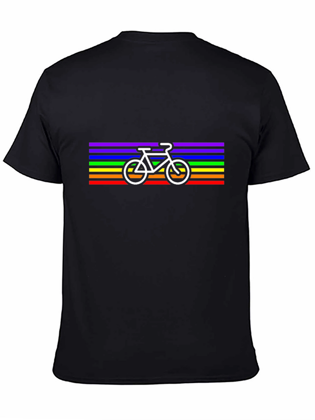 Rainbow Stripe Bicycle Graphic Tee - Black