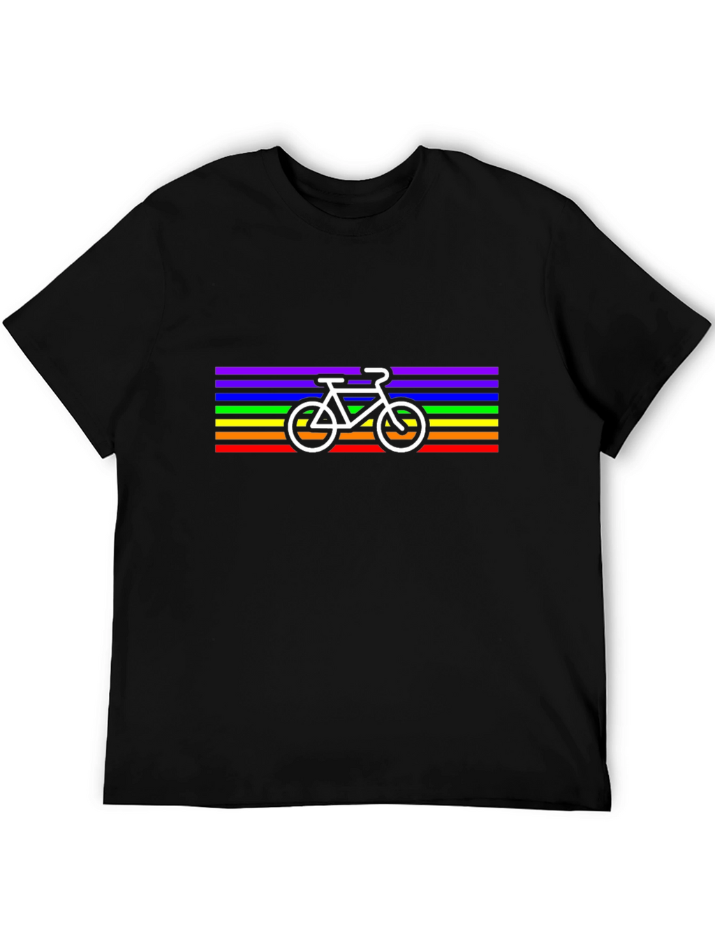 Rainbow Stripe Bicycle Graphic Tee - Black