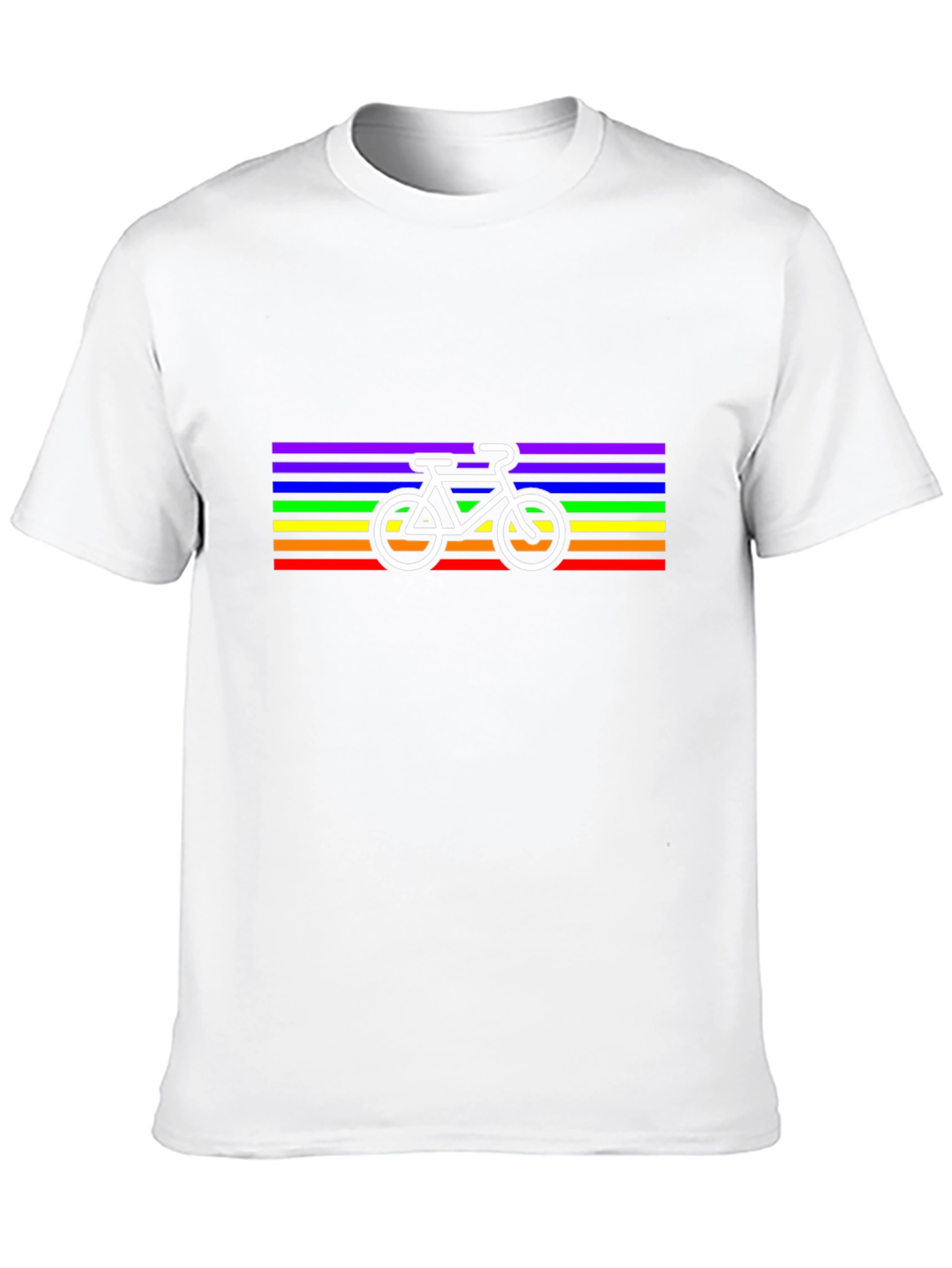 Rainbow Stripe Bicycle Graphic Tee - Black